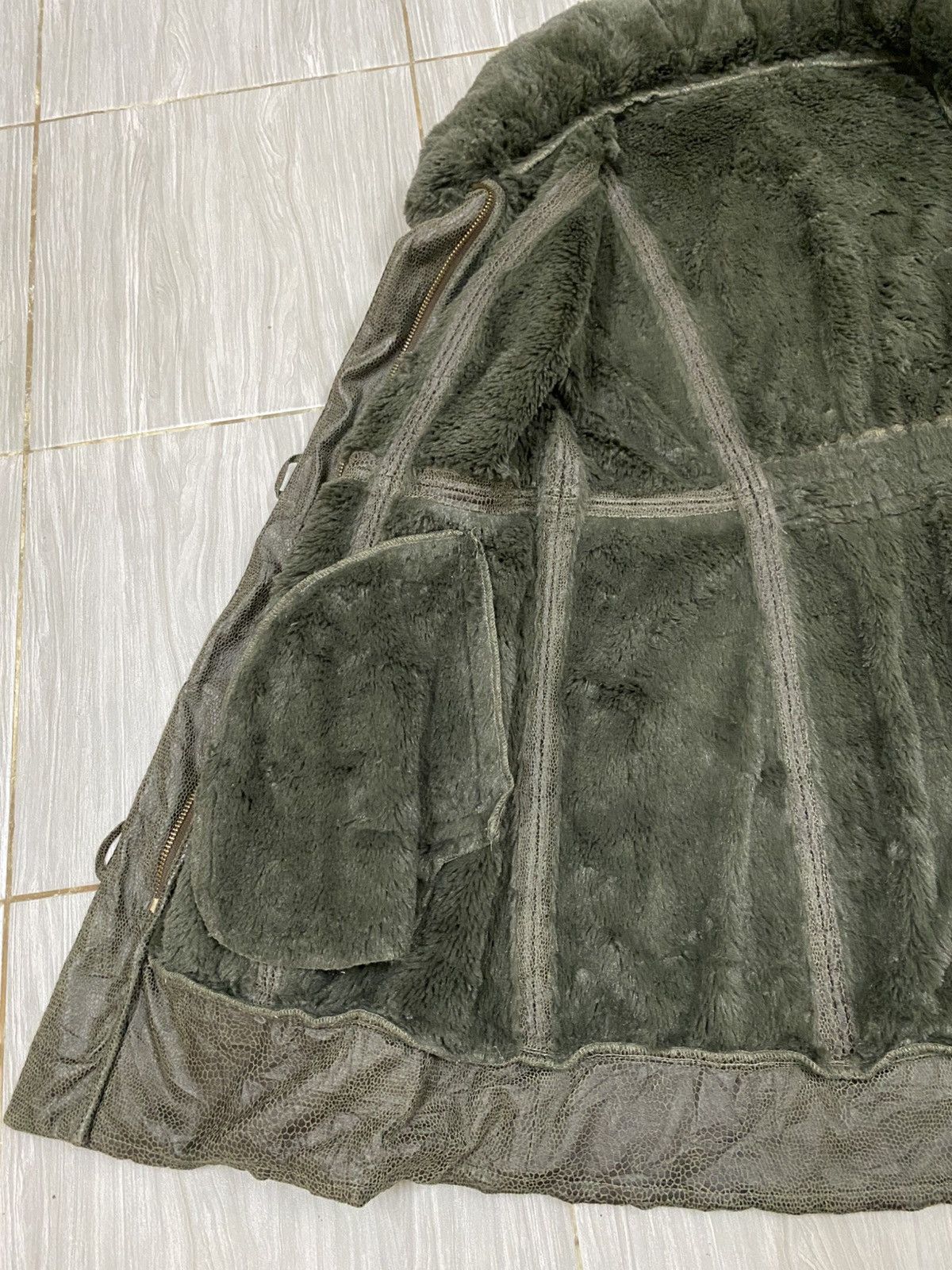 Japanese Brand Arte Soie Olive Shearling Leather Jacket – Japanese Vintage Size M / US 6-8 / IT 42-44 - 10 Thumbnail