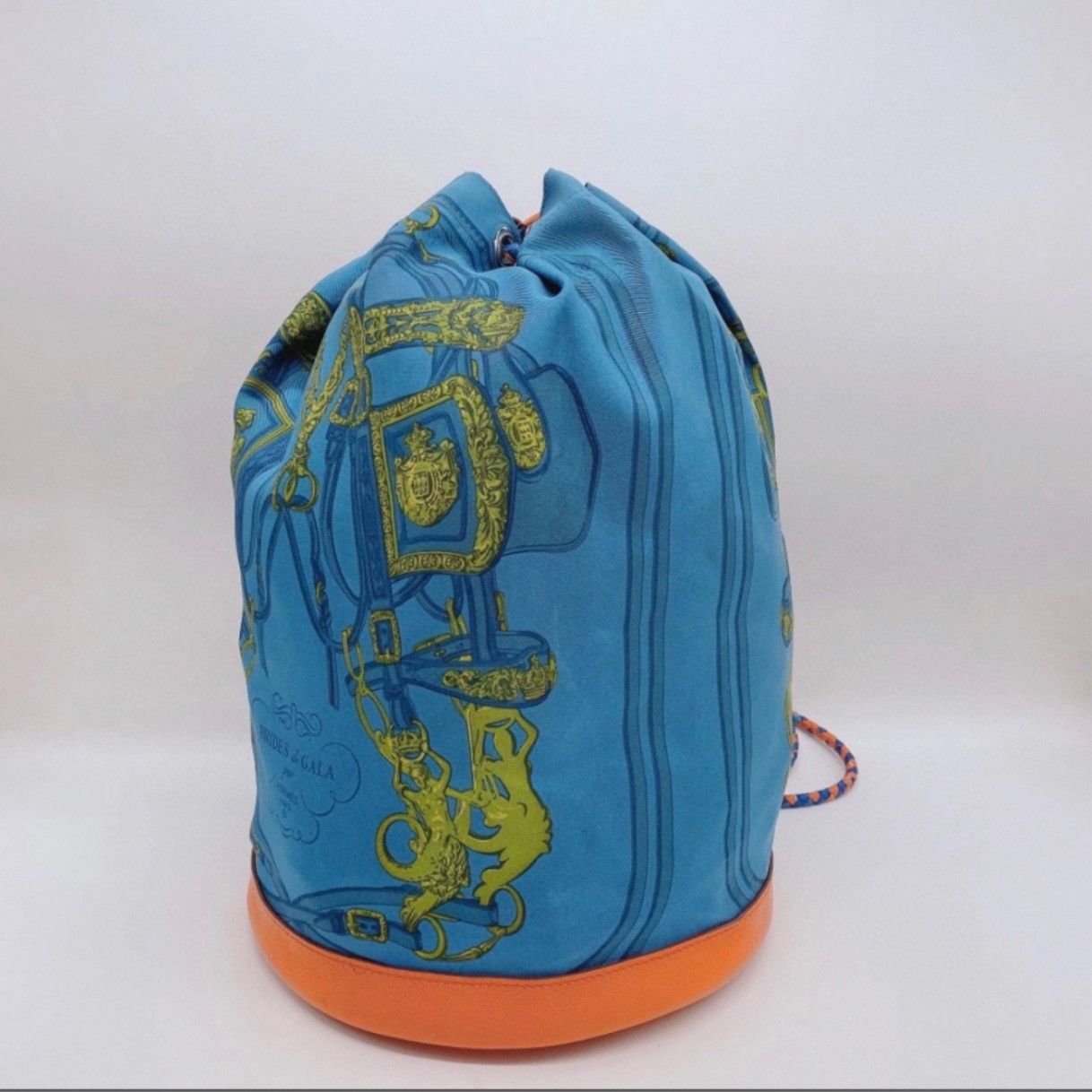 Image of Hermes Soie Cool Handbag Printed Silk in Blue, Men's