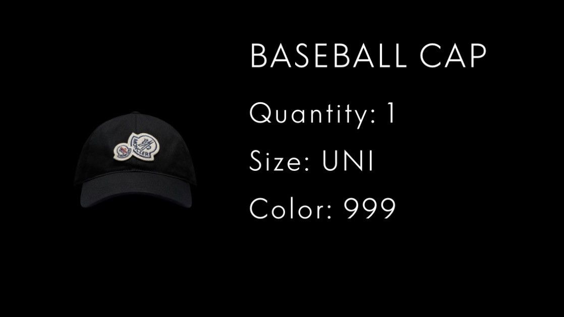 image of Moncler Baseball Cap in Black, Men's