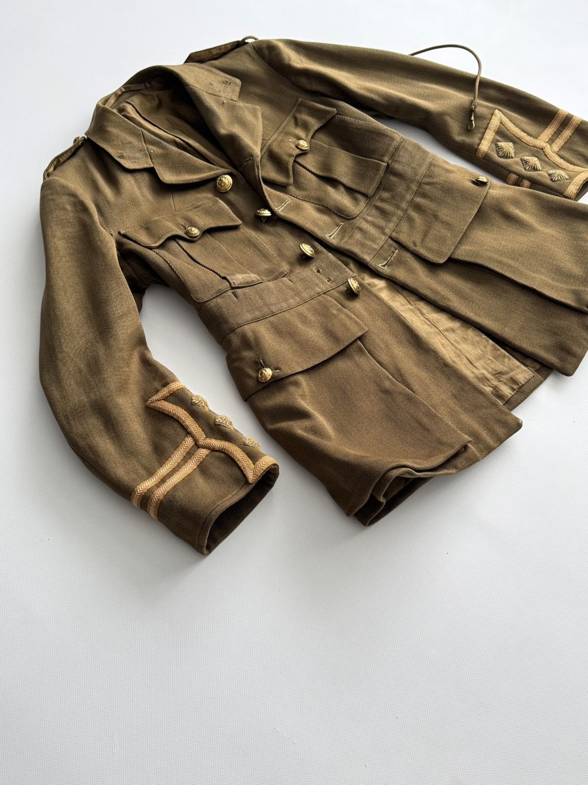Vintage WW1 British Army Officers Cuff Rank Service Dress Tunic Size US S / EU 44-46 / 1 - 1 Thumbnail