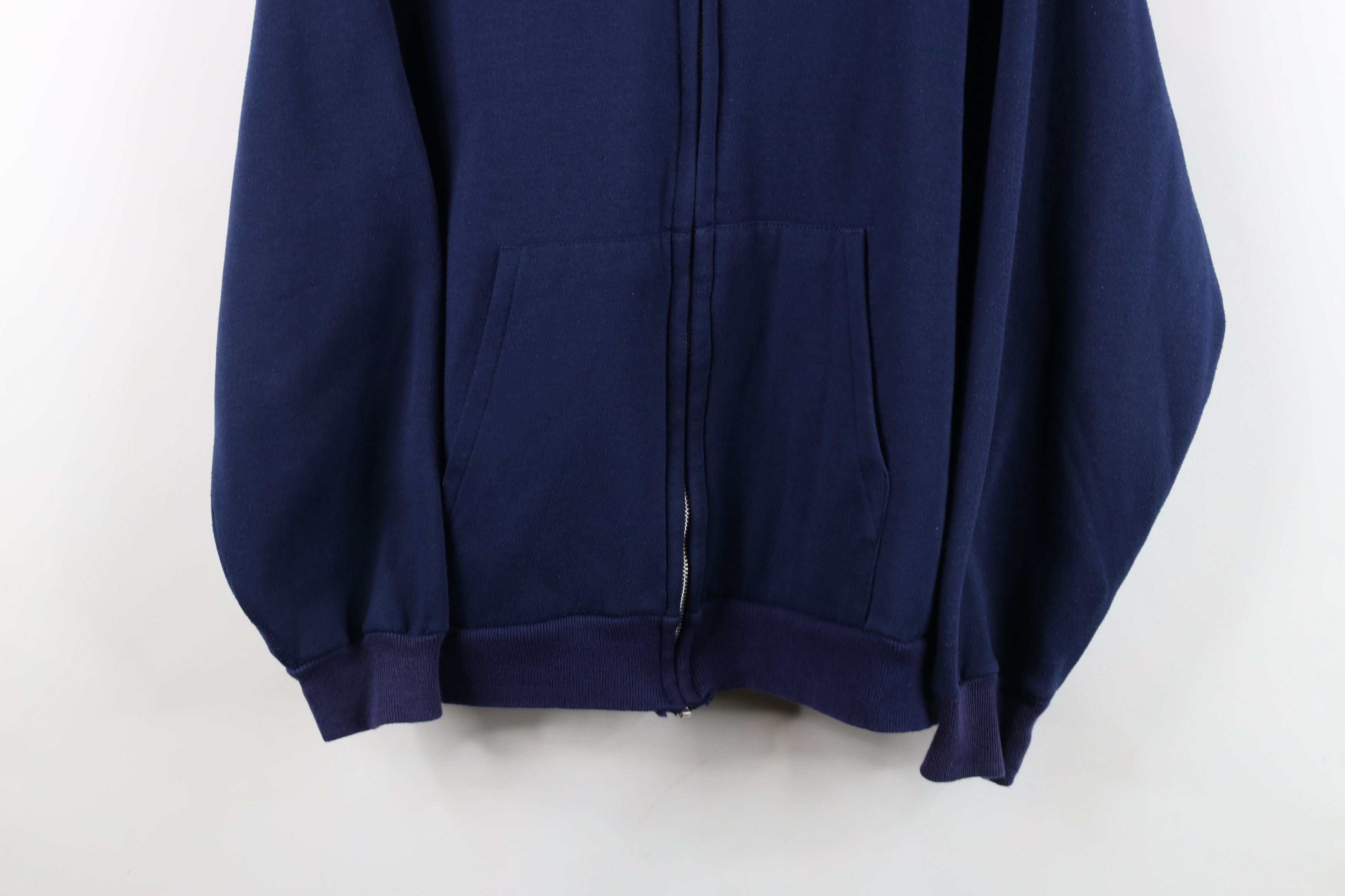 Vintage Vintage 70s 80s Streetwear Blank Full Zip Hoodie Blue Size US L / EU 52-54 / 3 - 3 Thumbnail