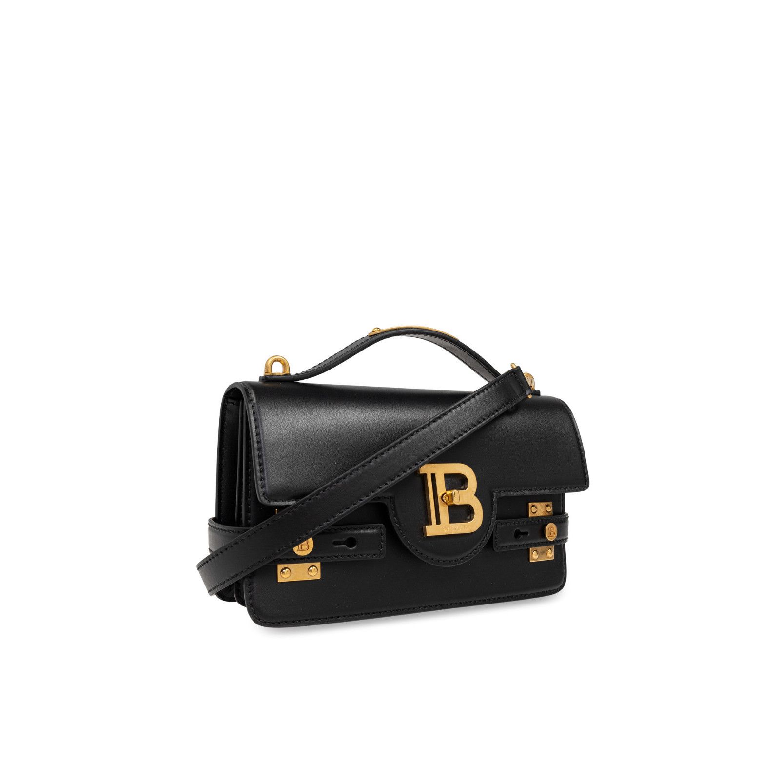 Balmain BALMAIN B-Buzz 24 $1995 Black Smooth Leather Shoulder Bag Ne Size ONE SIZE - 3 Thumbnail