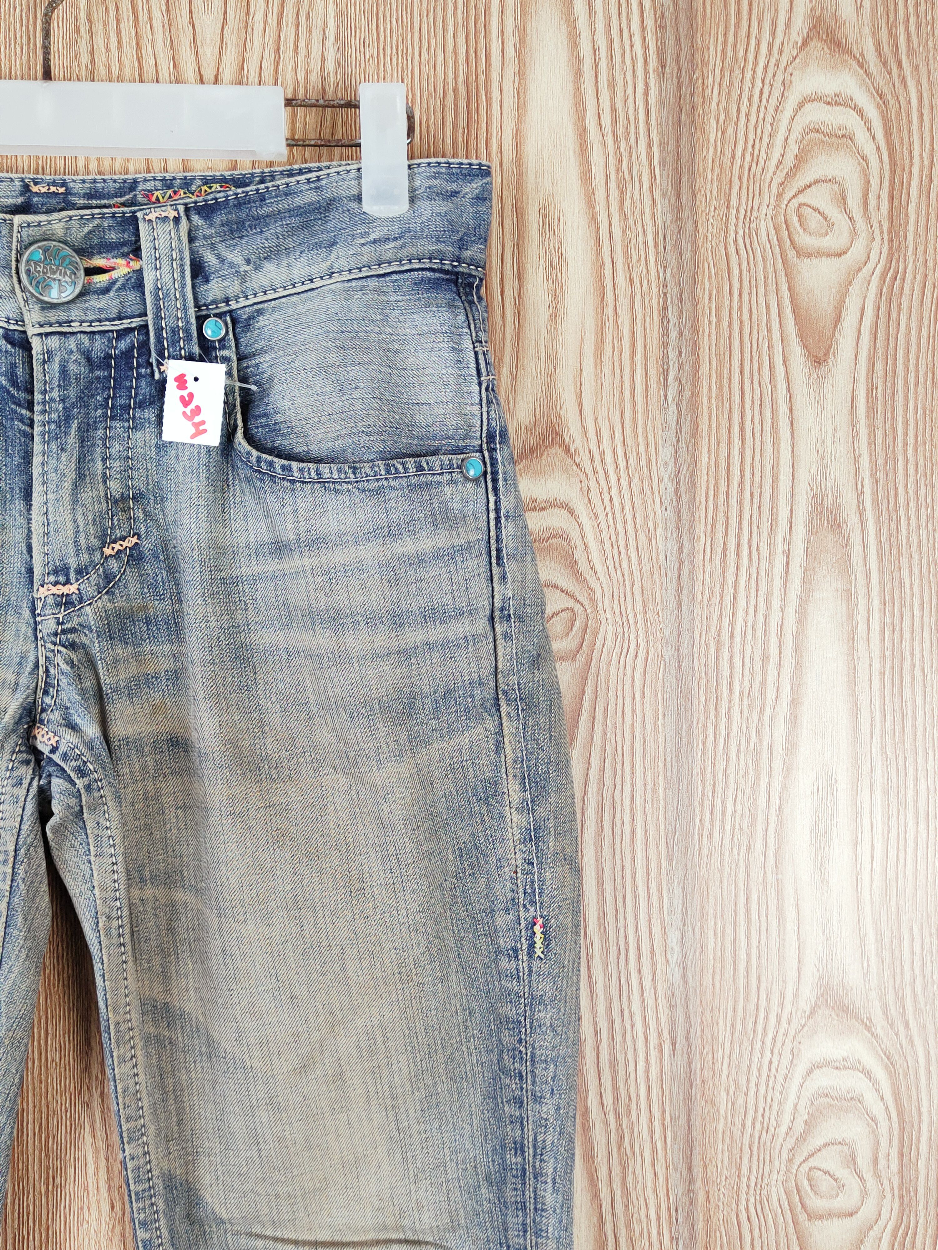 Edwin Edwin Blue Faded Distressed Ripped Jeans #W234 Size 28" / US 6 / IT 42 - 5 Thumbnail