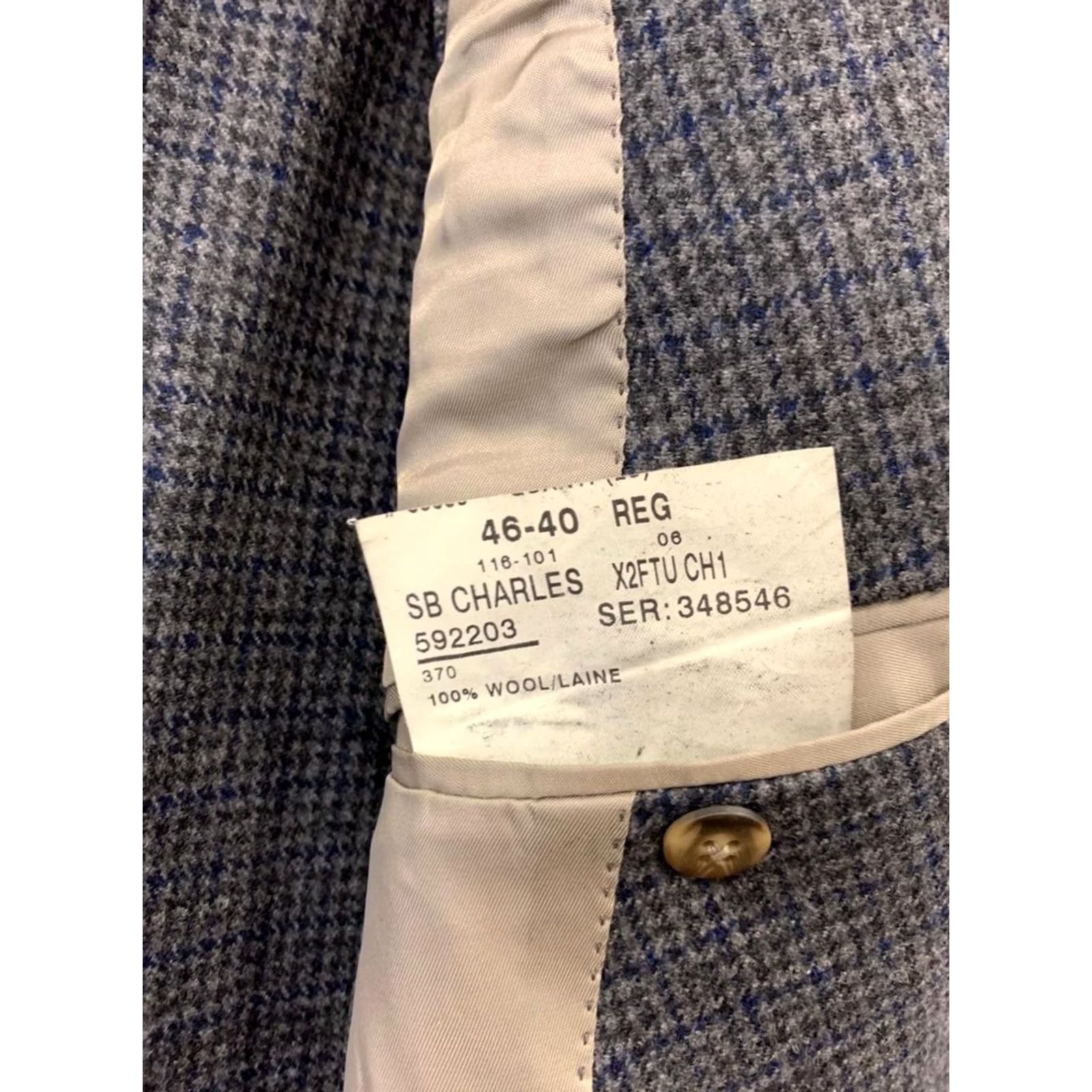 Paul Stuart Paul Stuart Blazer Sport Coat 46R Gray Blue Houndstooth Wool Made In Canada Mens Size 46R - 6 Thumbnail