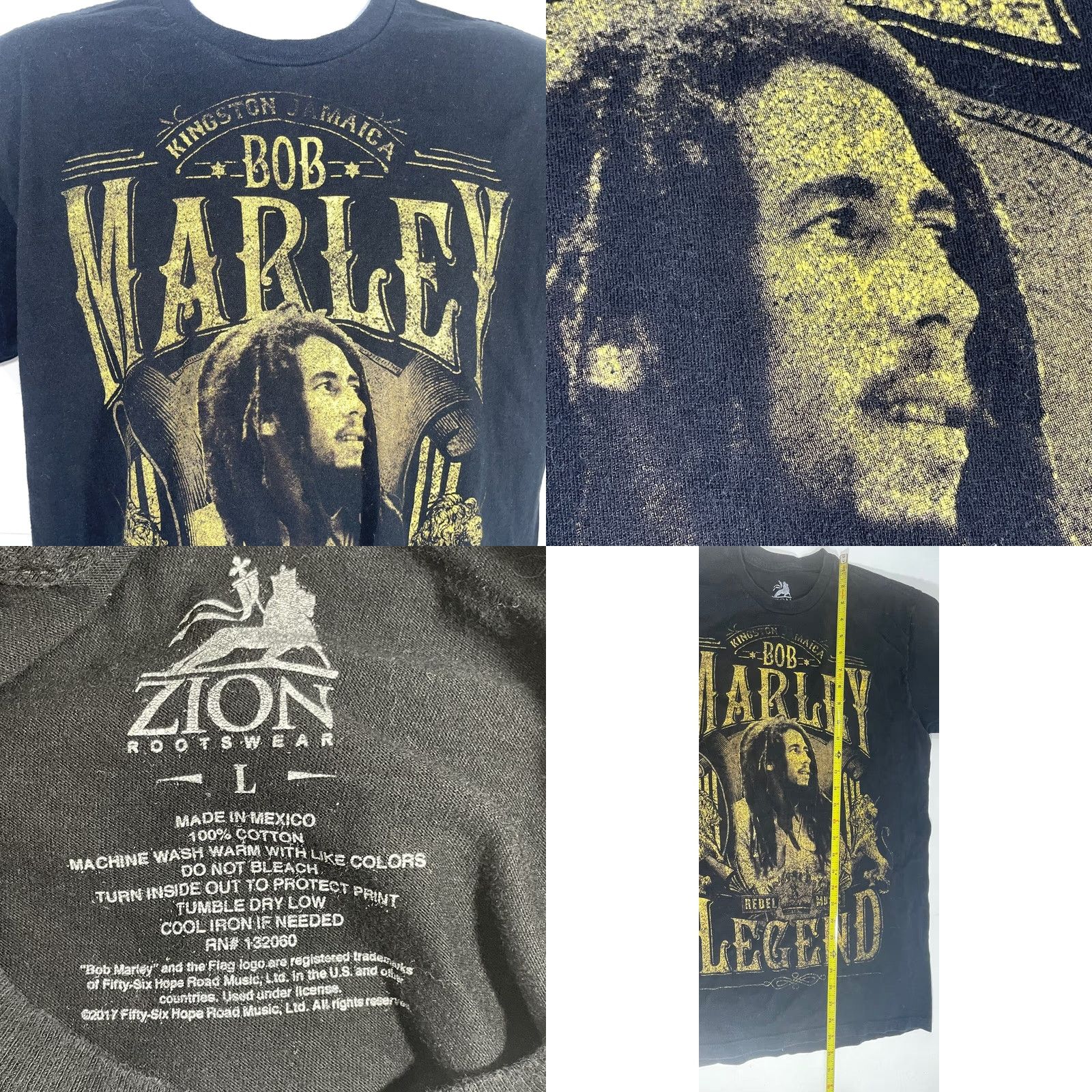 Vintage VINTAGE Bob Marley Shirt Men L Black Zion Rootswear Crew Neck Graphic T-Shirt Mens Music 2017 Mexico Size US L / EU 52-54 / 3 - 9 Thumbnail