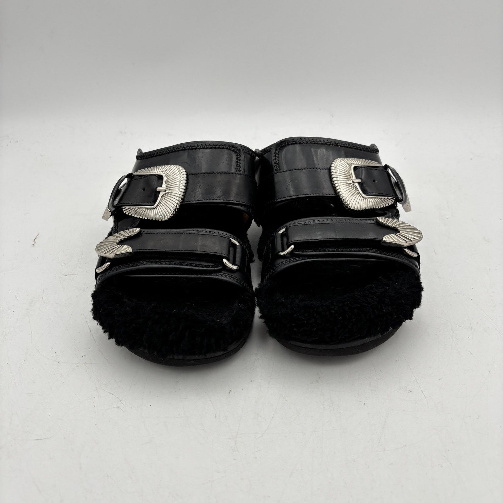 Toga Pulla Toga Pulla Shearling Lined Black Buckle Sandals Women's 39 Size US 9 / IT 39 - 2 Thumbnail