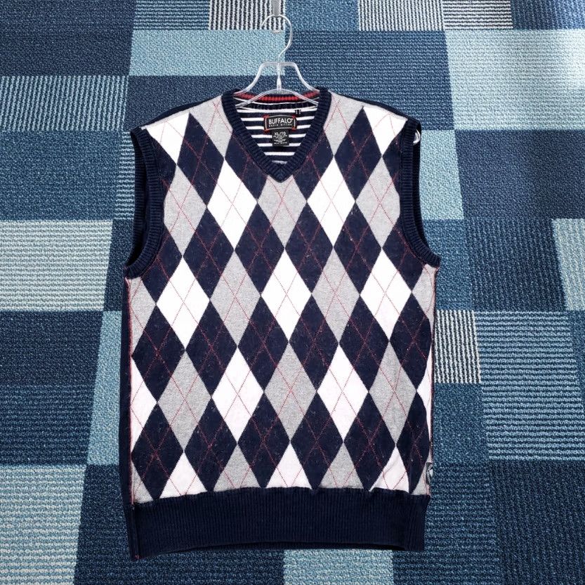 Buffalo David Bitton Buffalo David Bitton Sweater Vest Mens XL Blue Knit Diamond Print Sleeveless V-Neck Clothing Size US XL / EU 56 / 4 - 1 Thumbnail