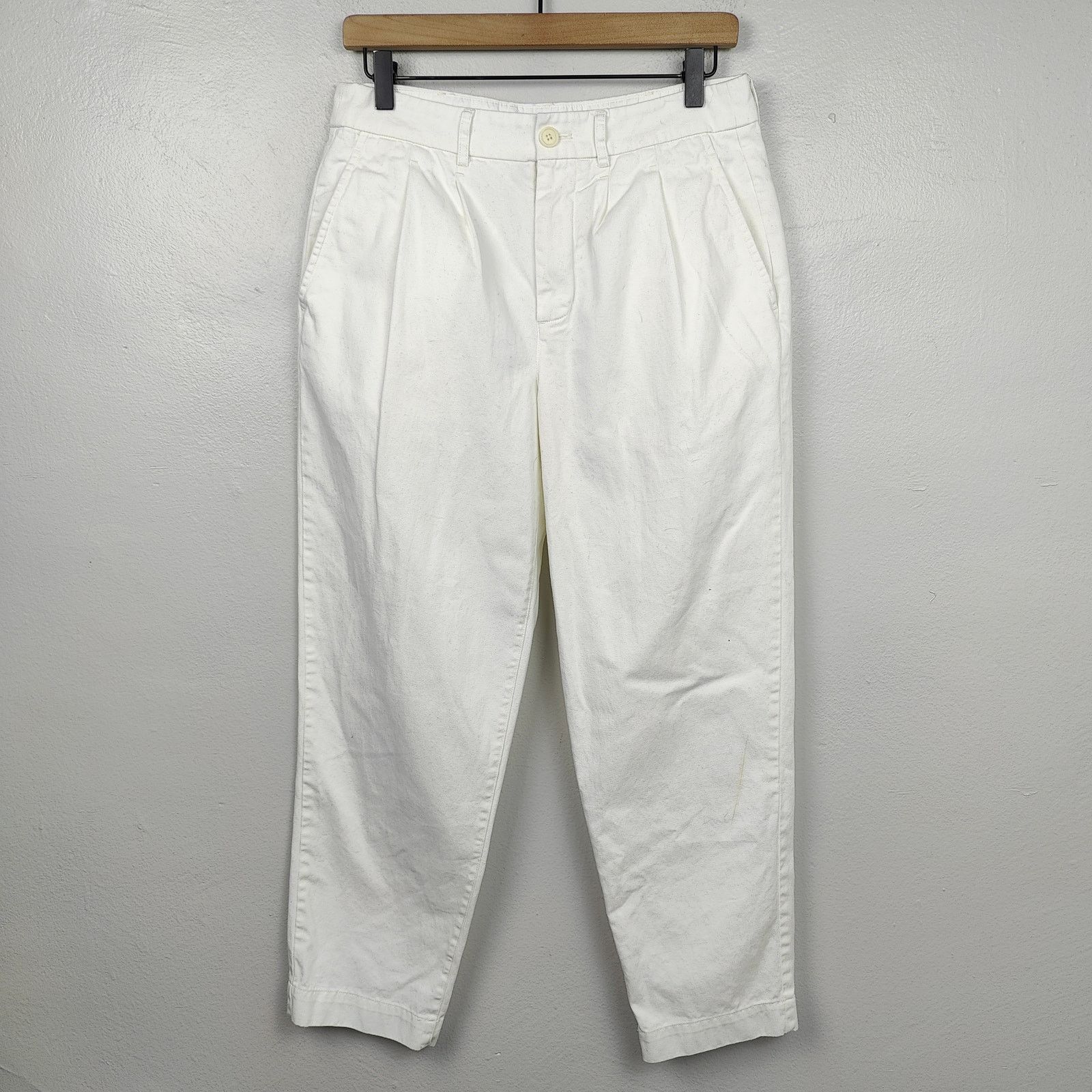 Other Ayr The Metropolitan Pants Womens 4 White Pleated Cotton Size 27" / US 4 / IT 40 - 1 Thumbnail