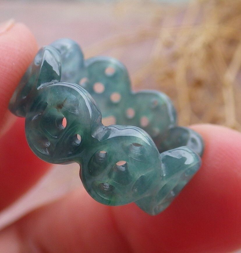 Other 108655 VS Jadeite Jade Green RING OLD Money Circle NO 5.25 Size ONE SIZE - 4 Thumbnail