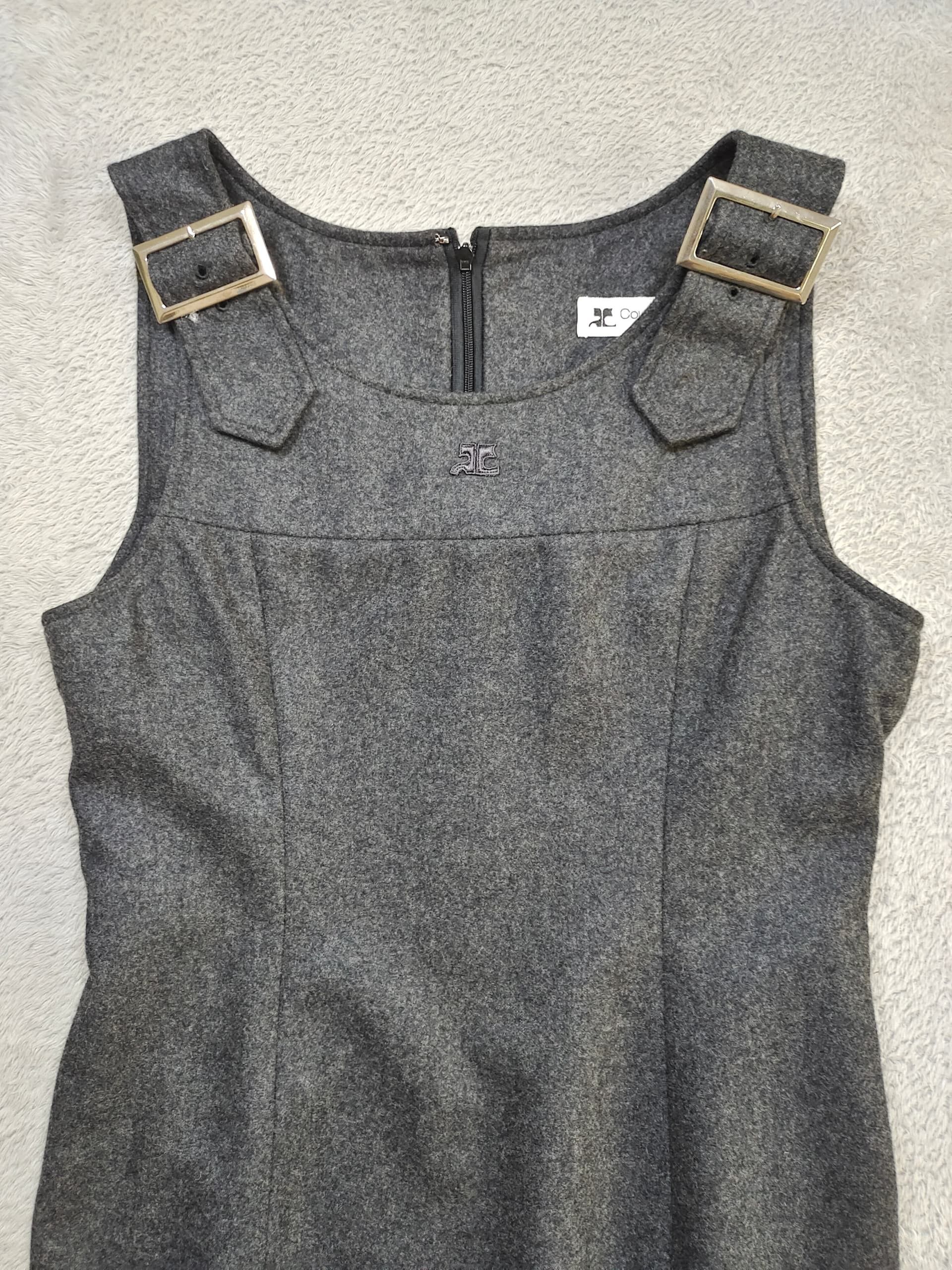Courreges Courrèges Paris Wool Mini Dress, Silver Buckles (XS/S) Size S / US 4 / IT 40 - 2 Thumbnail