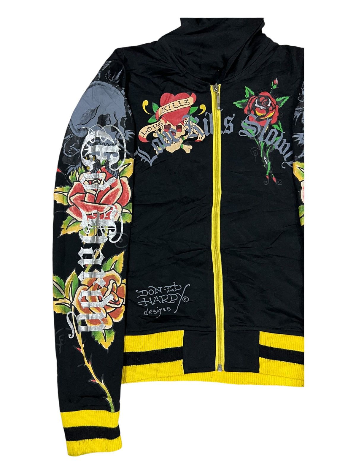 Ed Hardy Y2K Ed Hardy Skulls & Roses Zipper Boxy Jacket Sweater Goth Size S / US 4 / IT 40 - 5 Thumbnail
