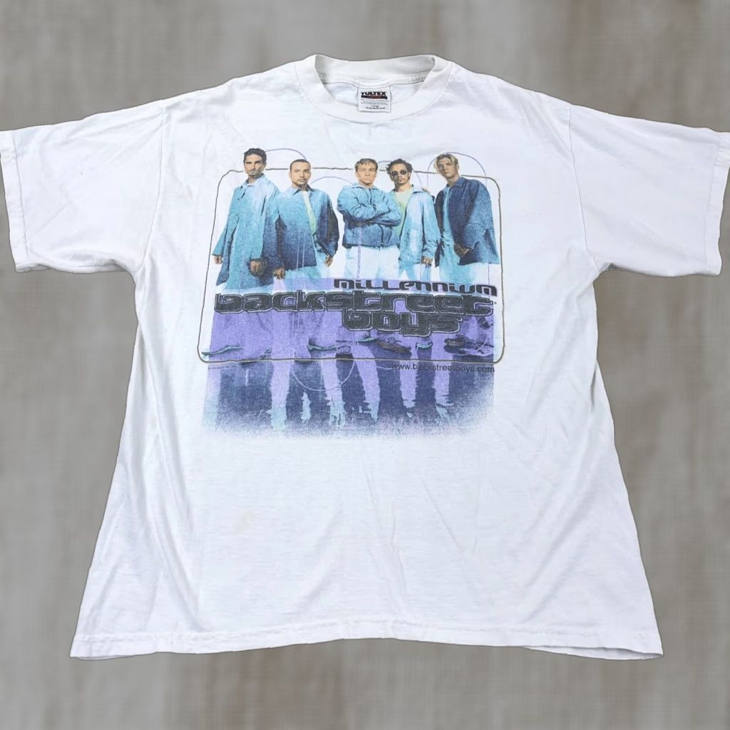 Tultex VINTAGE Backstreet Boys Shirt Men Large White Tultex Logo Graphic Print Band Tee Millennium Y2K Size US L / EU 52-54 / 3 - 1 Thumbnail