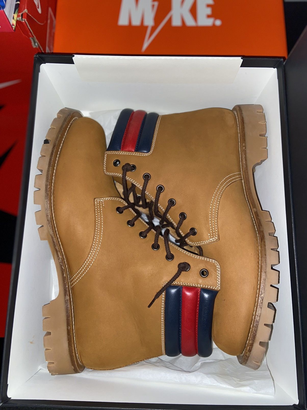 Gucci Gucci Tan Leather Hiking / Work Boots Size US 11 / EU 44 - 1 Thumbnail