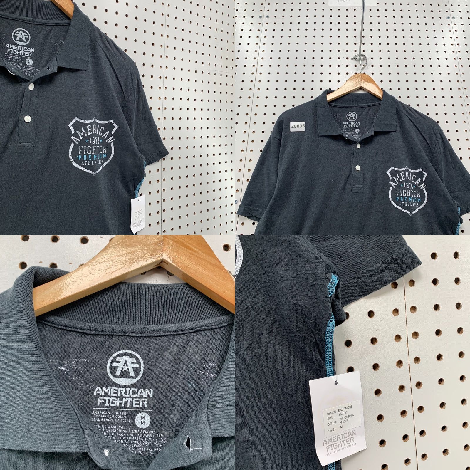 Vintage VINTAGE American Fighter Polo Shirt Mens M Gray Double-Sided NWT 22X25.5 Size US M / EU 48-50 / 2 - 8 Thumbnail