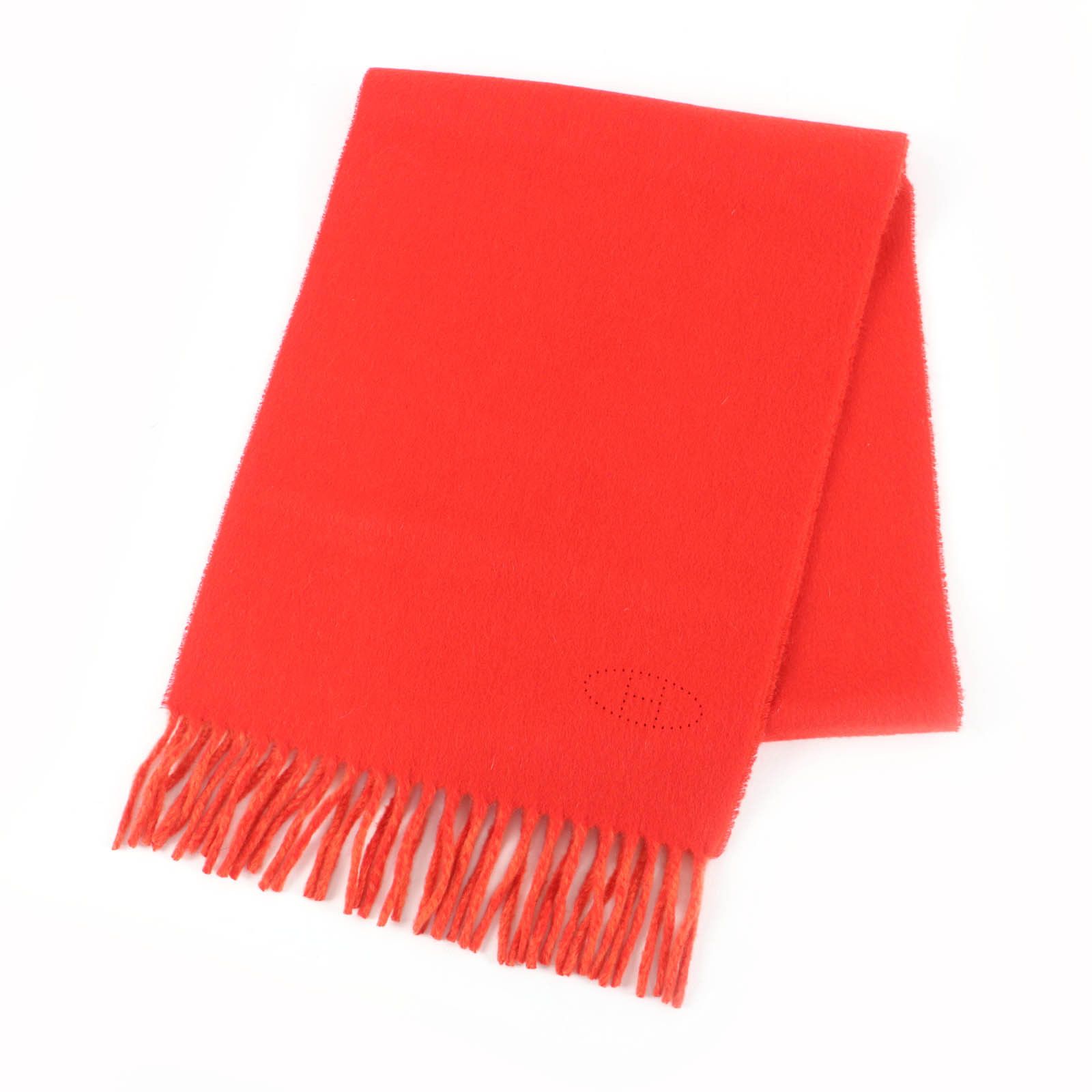 Hermes Hermes Hermes H-logo Perforated Fringe Cashmere Scarf Textile Scarf DUTY FREE for USA Size ONE SIZE - 1 Thumbnail