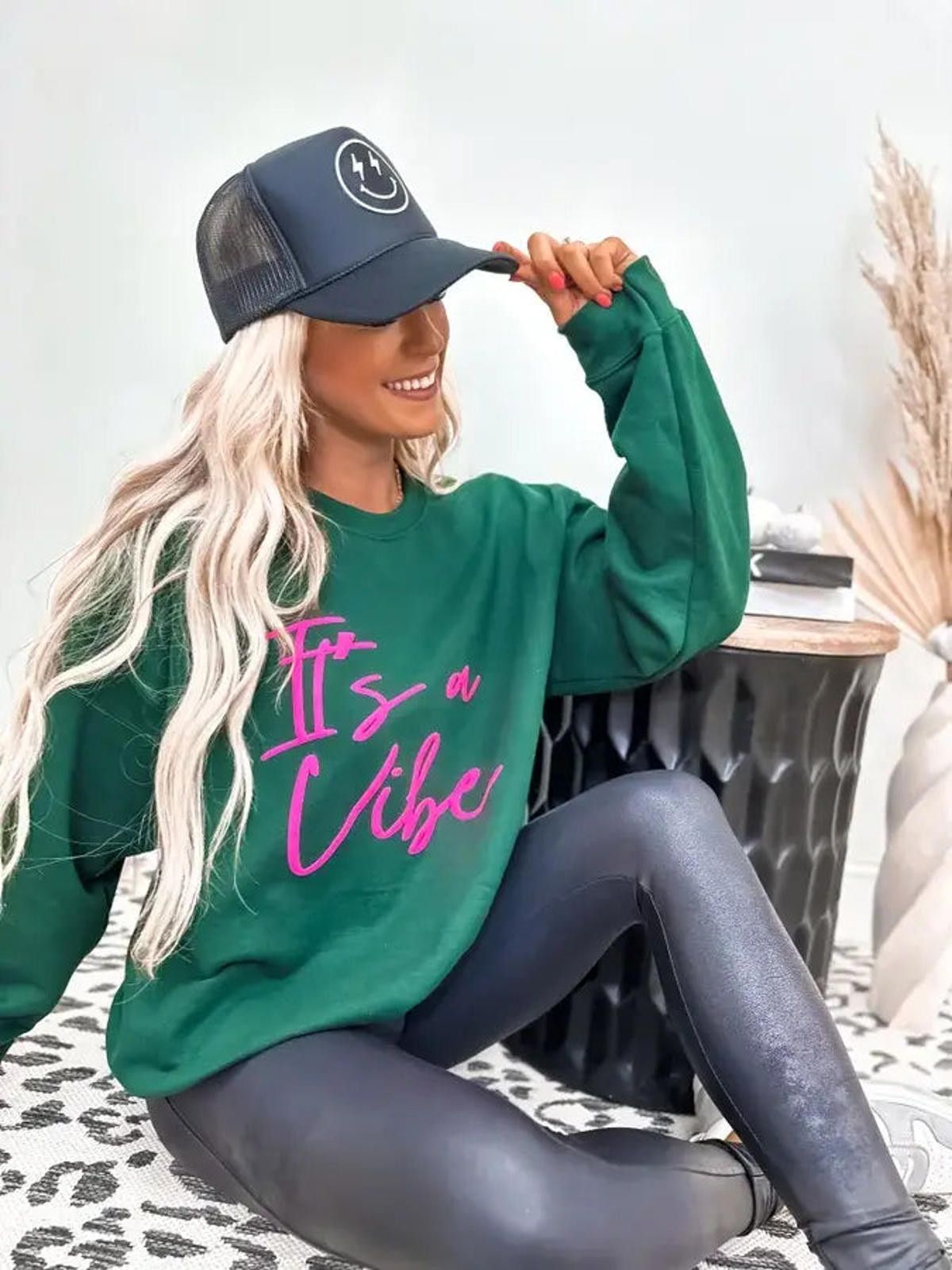 Bad Birdie It's A Vibe Forest Green Graphic Crewneck Size S / US 4 / IT 40 - 1 Thumbnail