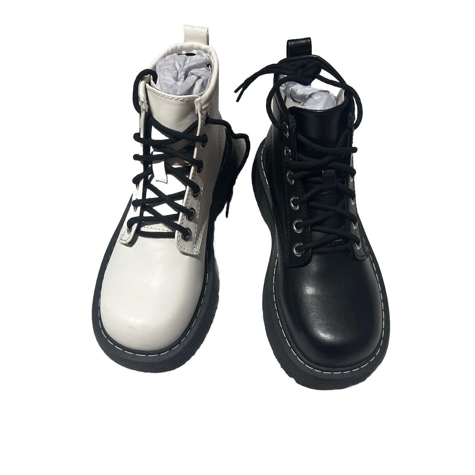 Designer Sz 6 Black & White Mismatched Combat Boots Dolls Kill Shoes Size US 6 / IT 36 - 7 Thumbnail