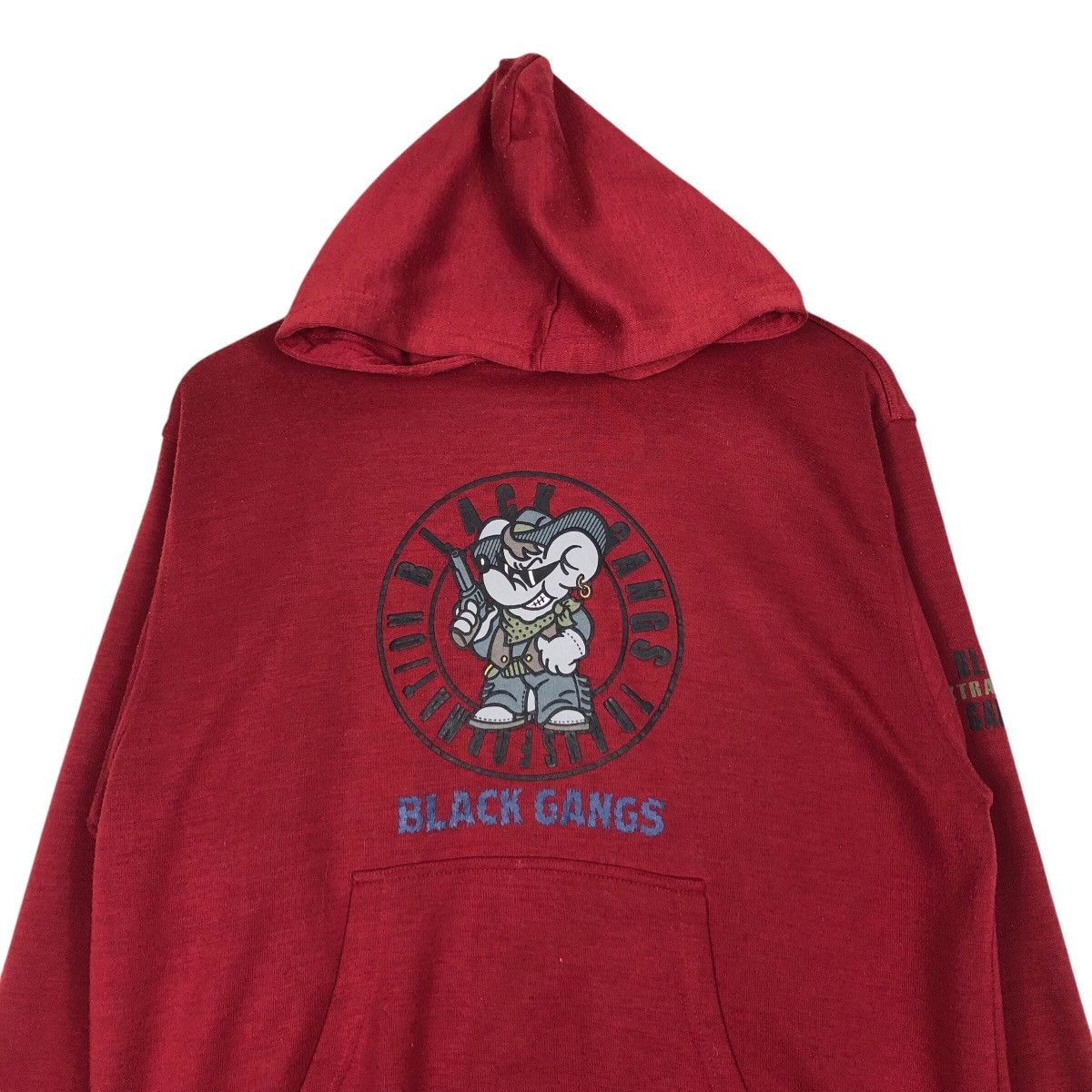 Japanese Brand × Vintage Vintage Black Gang Japanese Brand Hoodie Medium Size US M / EU 48-50 / 2 - 2 Thumbnail