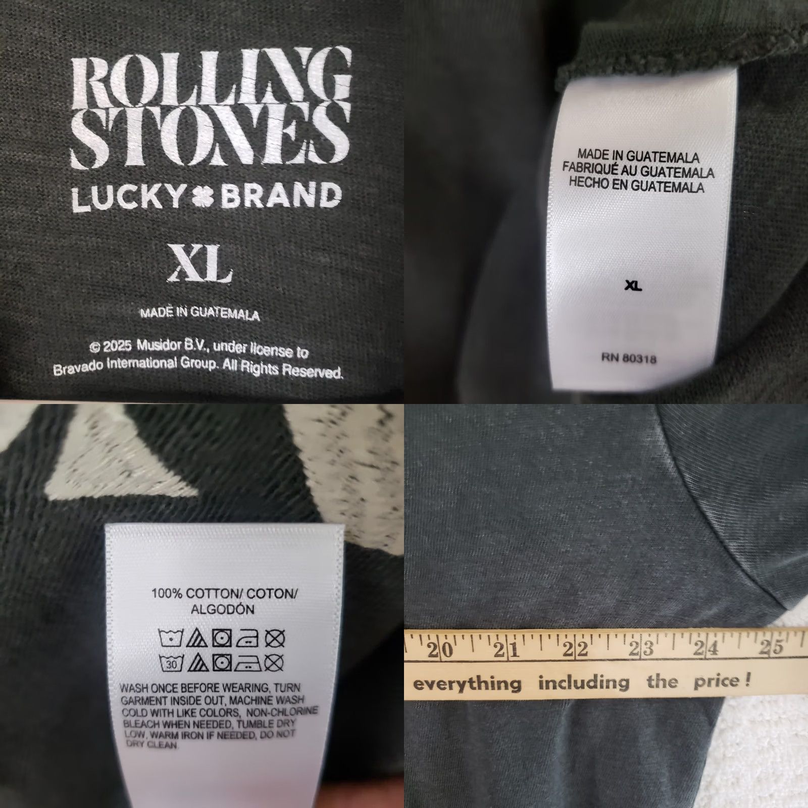 Lucky Brand Lucky Brand Stones Embroidered Graphic T Shirt XL Black Stone Washed Rolling Stones Logo Tee Mens Short Sleeve Vintage Look Size US XL / EU 56 / 4 - 9 Thumbnail