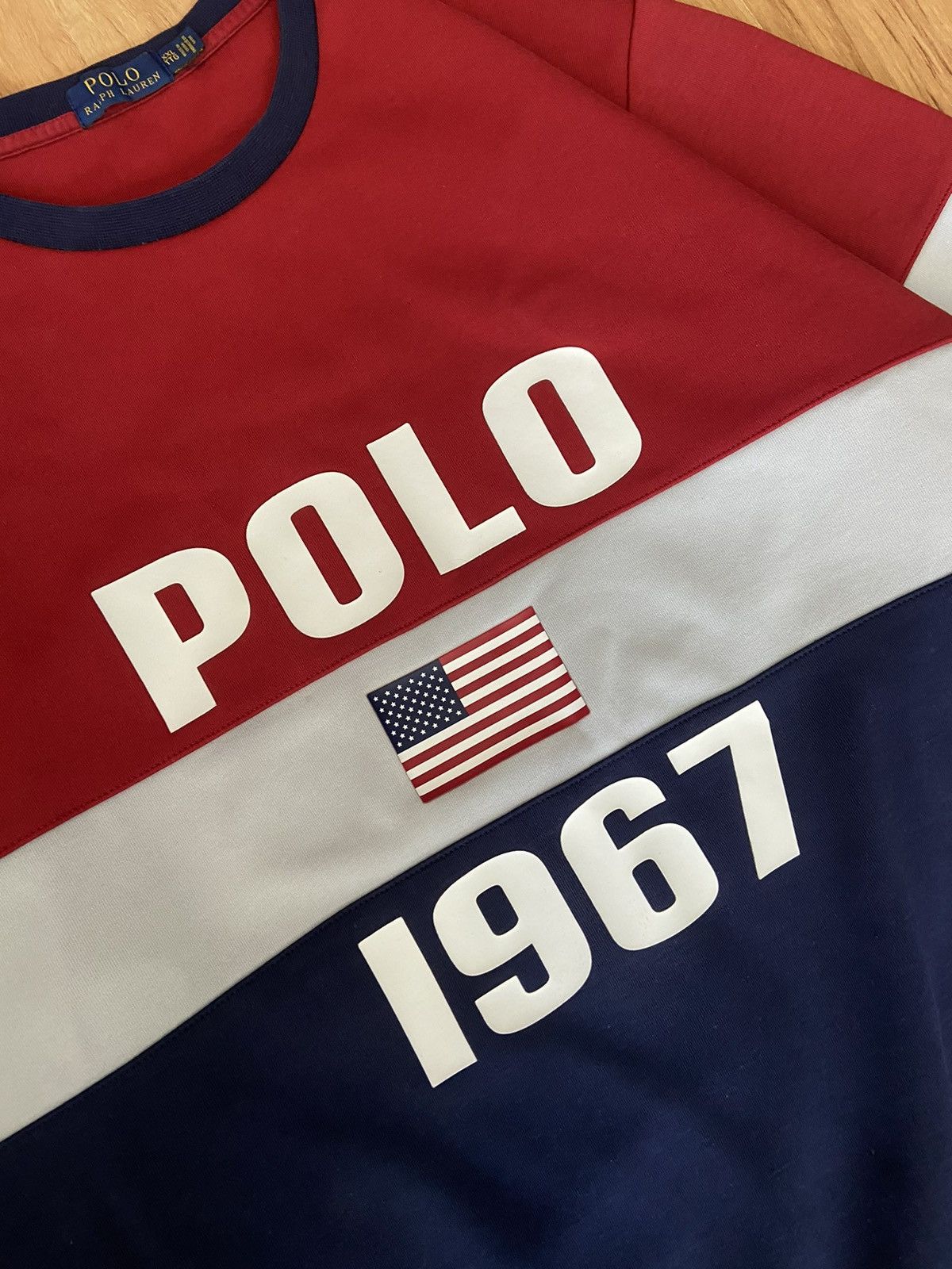 Polo Ralph Lauren Polo Ralph Lauren Colorblock Crewneck Sweatshirt USA Flag Size US XXL / EU 58 / 5 - 5 Thumbnail