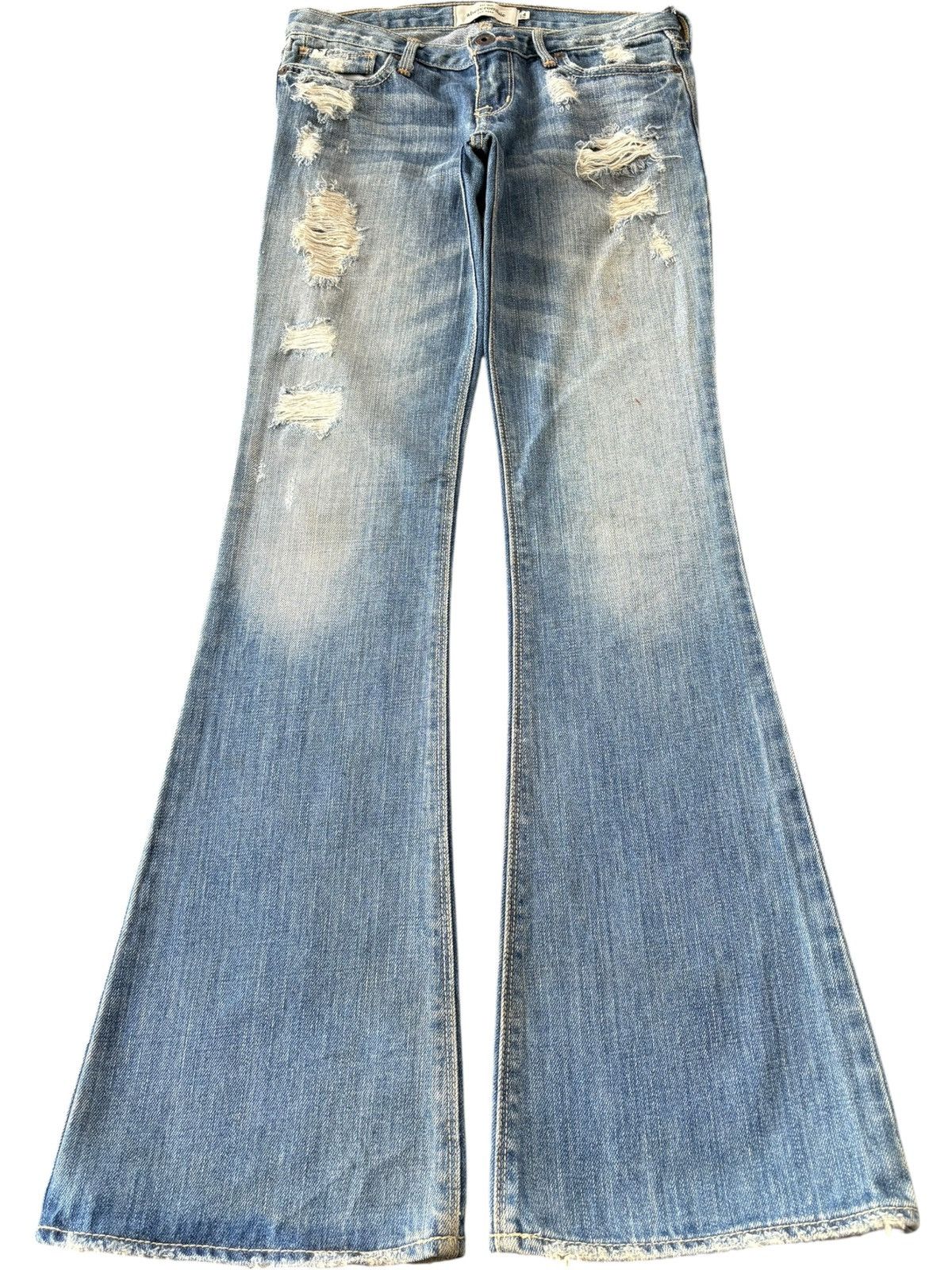 Abercrombie & Fitch Vintage Abercrombie Heavy Distressed Flare Jeans Size 28" / US 6 / IT 42 - 1 Thumbnail