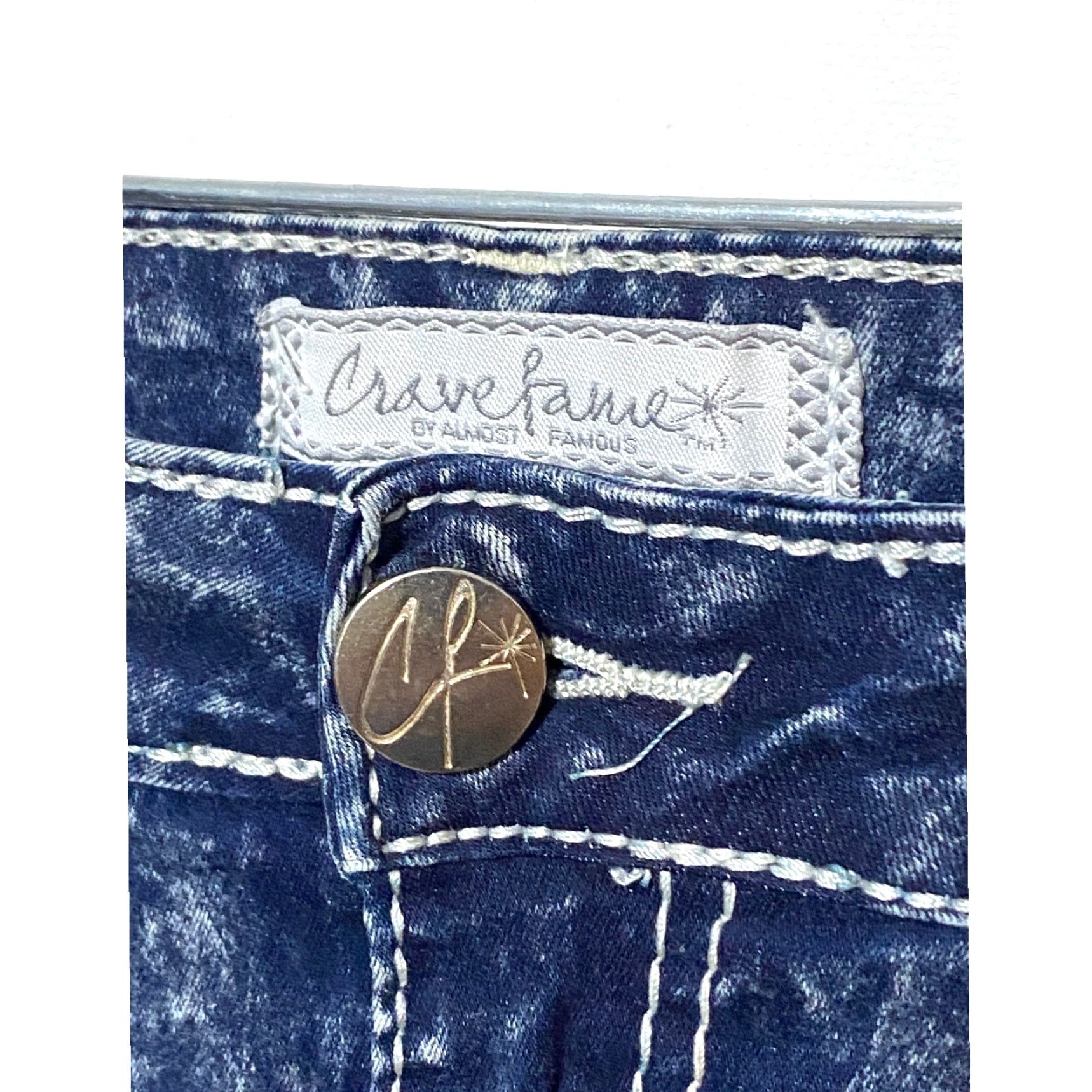 Almost Famous VINTAGE Crave Fame Jeans Juniors 9 Acid Wash Splatter Skinny Stretch Y2K Women Size 30" / US 8 / IT 44 - 5 Thumbnail