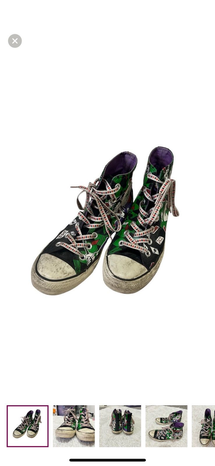 Converse Converse X dc comics joker’s wild high top sneakers size 6 Size US 6 / EU 39 - 1 Thumbnail