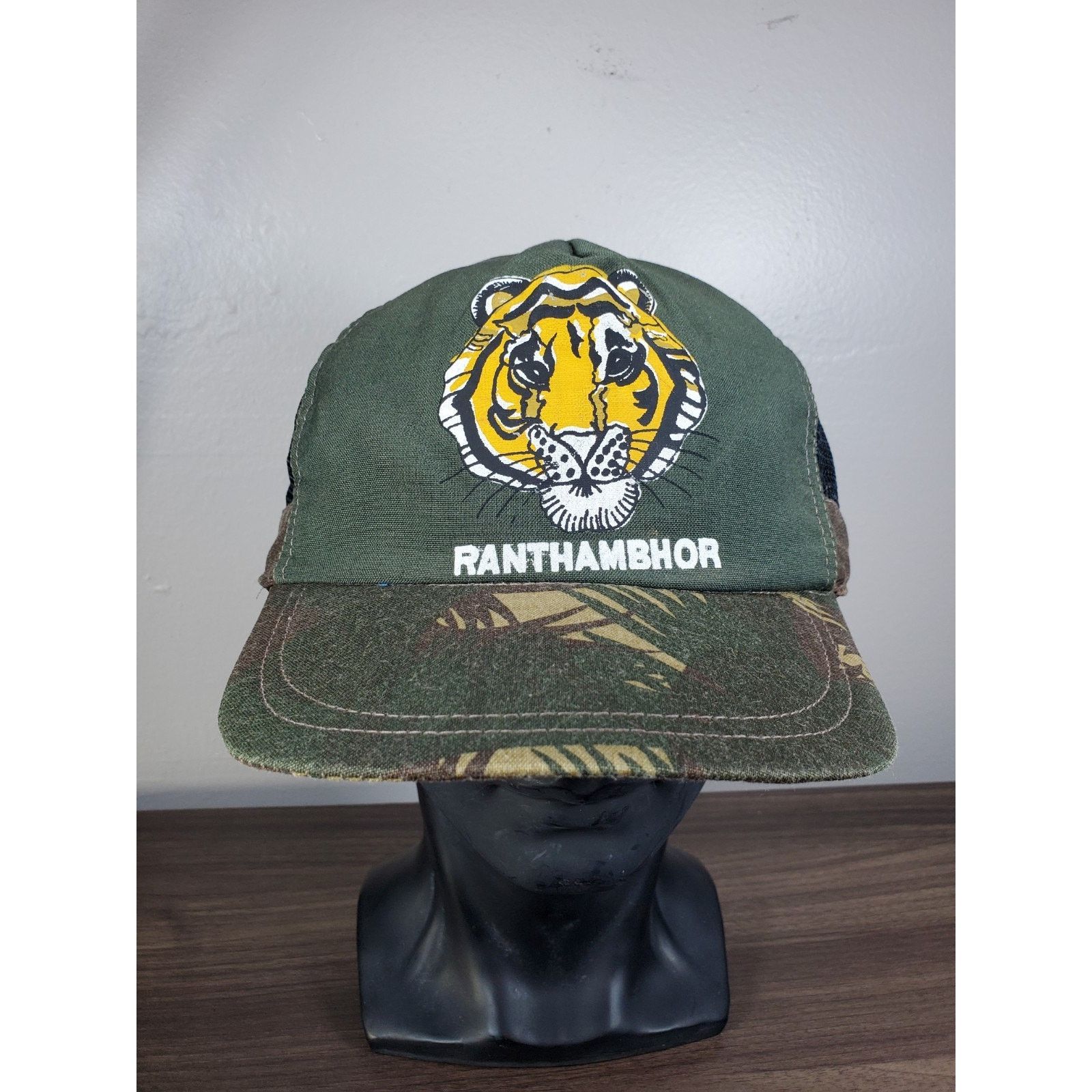 Vintage RANTHAMBHOR Tiger Hat Snapback Cap Green National Park India Size ONE SIZE - 4 Thumbnail