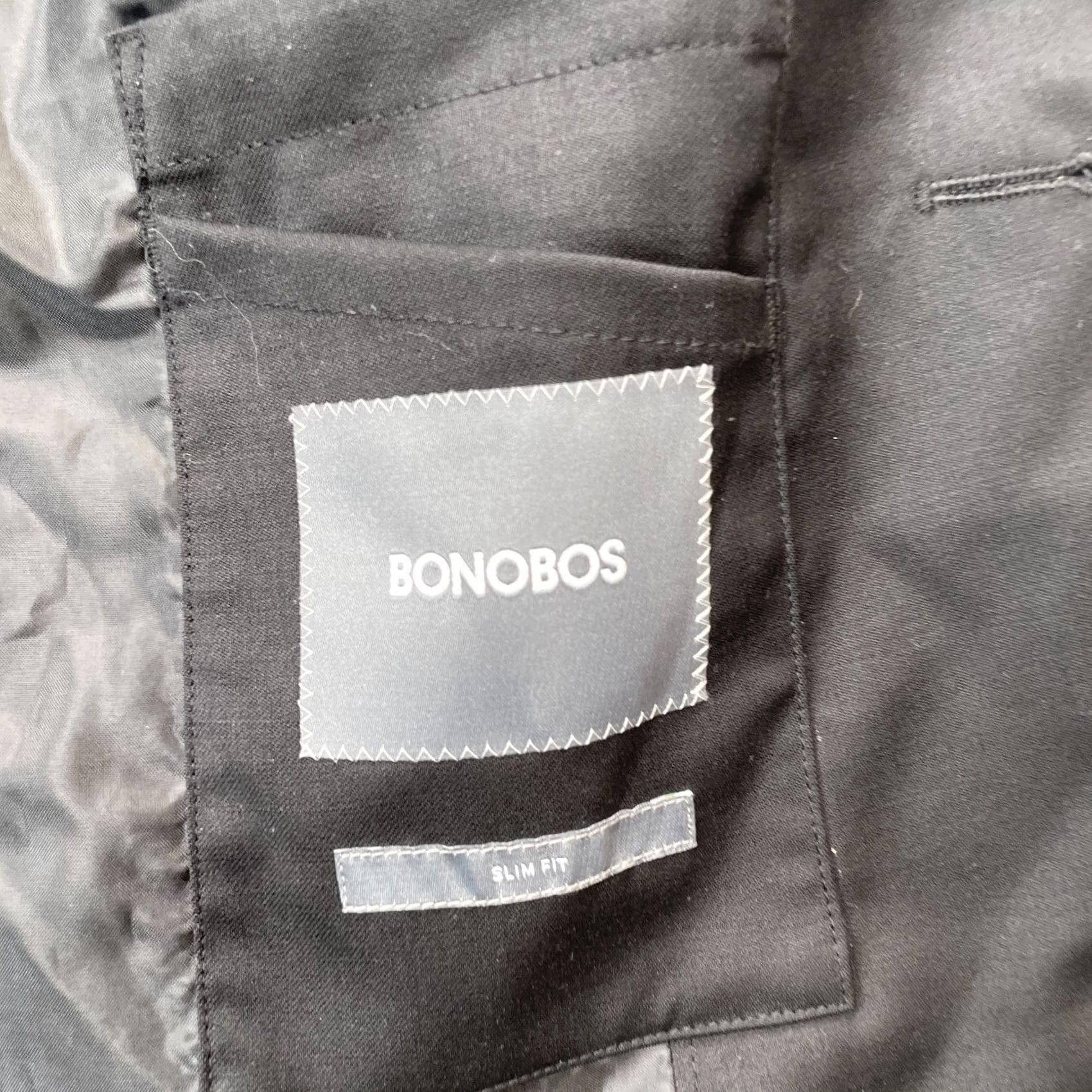 Bonobos Bonobos Slim Fit Blazer Mens 36R Black Wool Blend Stretch Coat Jacket - Single-Breasted, Notch Lapel, Double Vent, 2-Button Front - Business Casual Size 36R - 4 Thumbnail