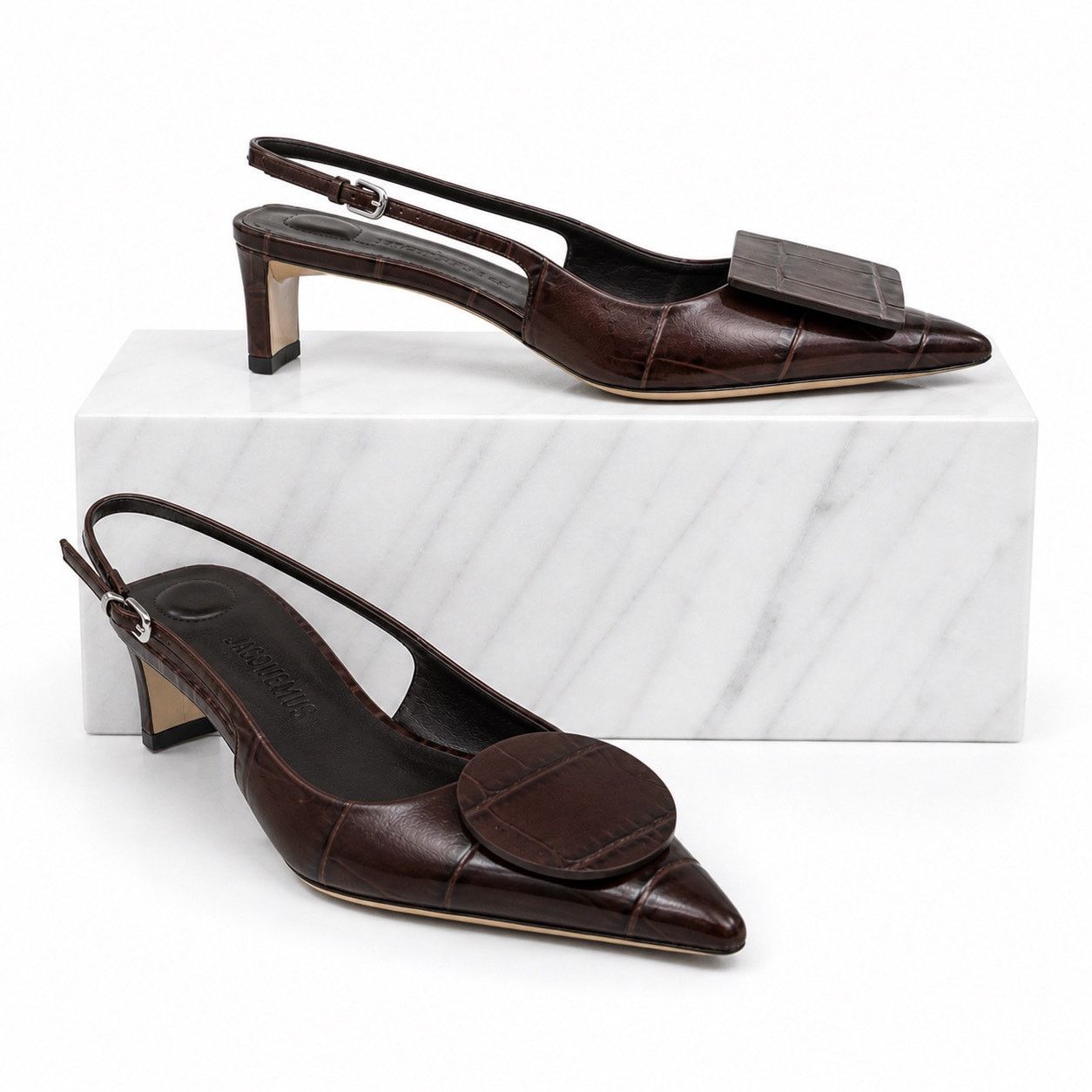 Jacquemus Jacquemus Les Duelo Slingback Pump Croc Emboss Brown 38 Size US 7.5 / IT 37.5 - 1 Thumbnail