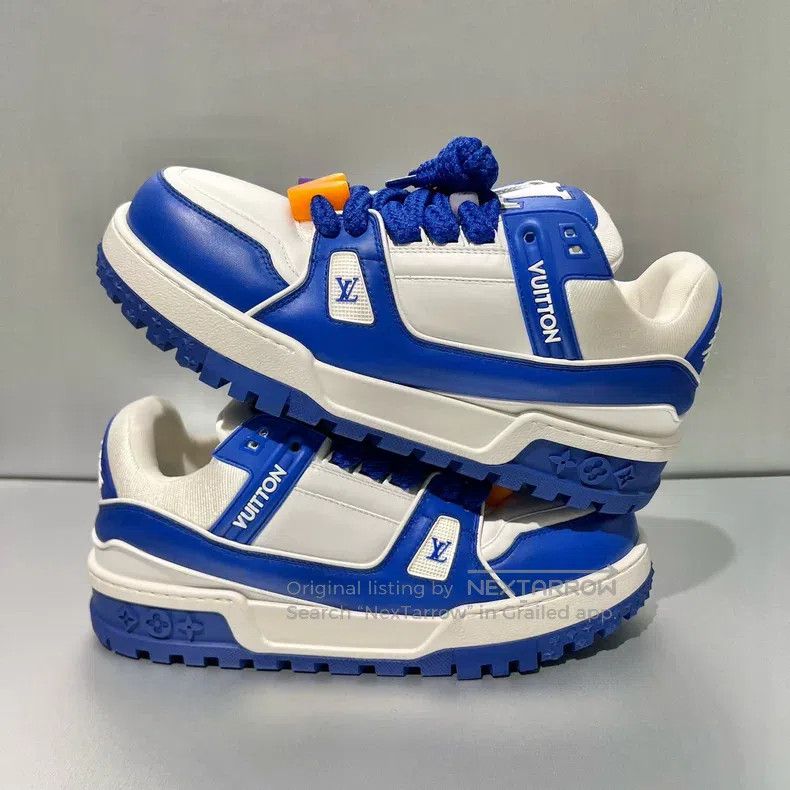 Louis Vuitton Louis Vuitton Trainer Maxi Fat Ding White Blue shoes Size US 10 / EU 43 - 3 Thumbnail