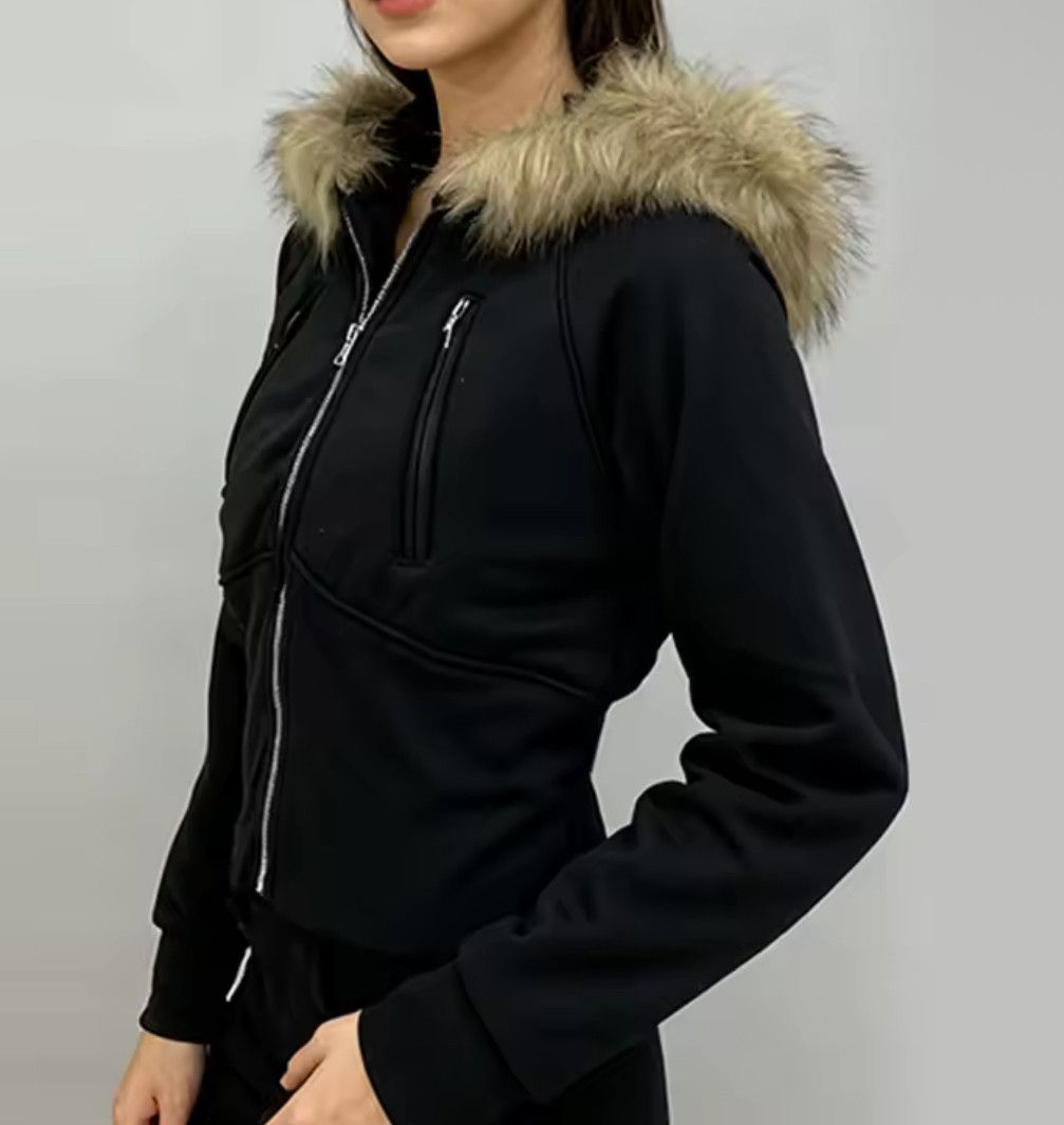 Other Fashion Punk Y2K Goth Grunge Fur Zipper Style Hoodies Size US XL / EU 56 / 4 - 3 Thumbnail