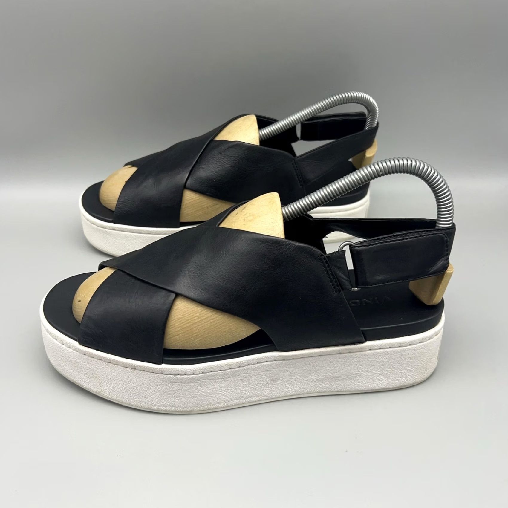 Vince Vince Sandals Womens Size 6 Black Leather Platform Slingback Crisscross Luxury Size US 6 / IT 36 - 4 Thumbnail