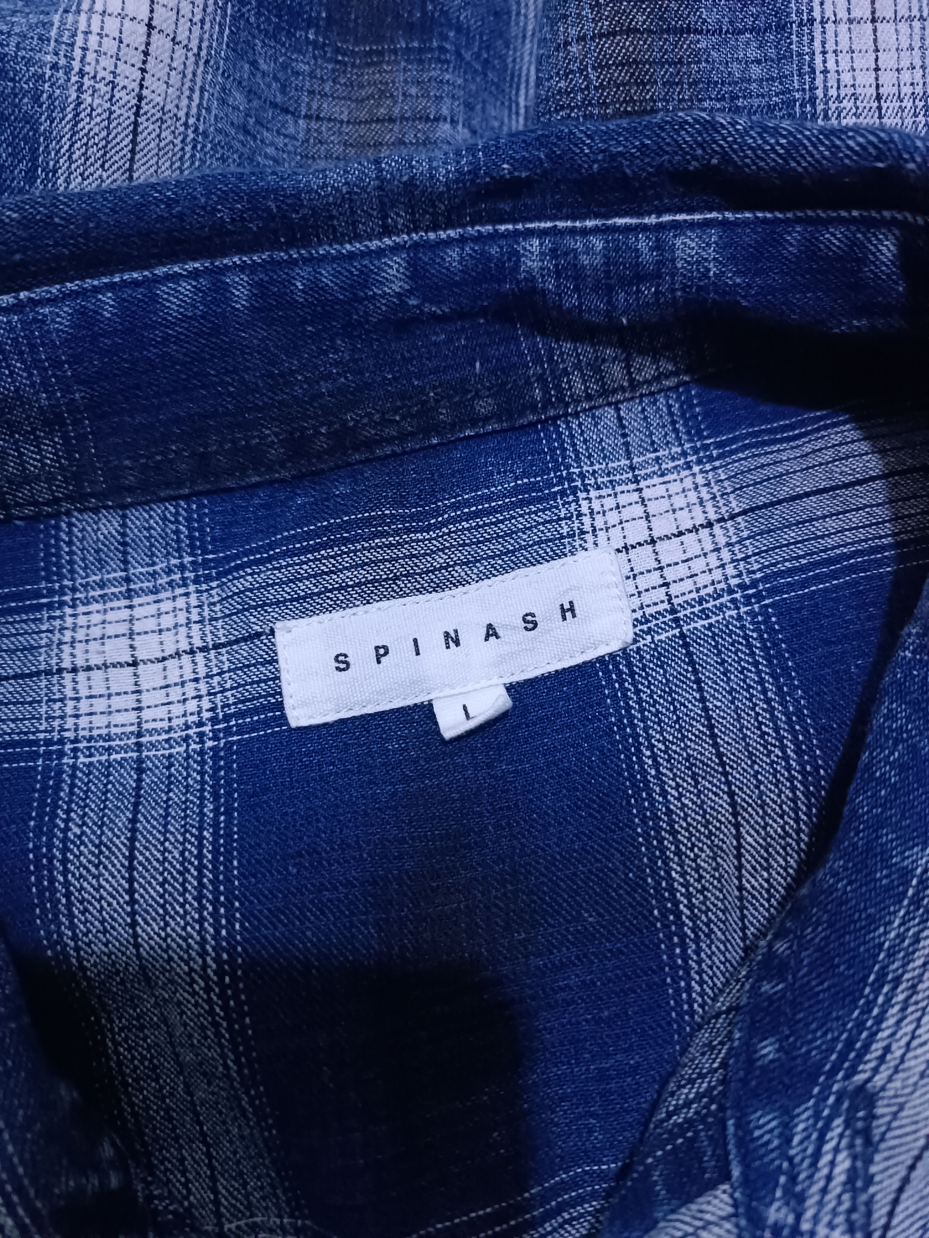 Japanese Brand Vintage Spinash Indigo Wash Check Western Style Size US L / EU 52-54 / 3 - 8 Thumbnail