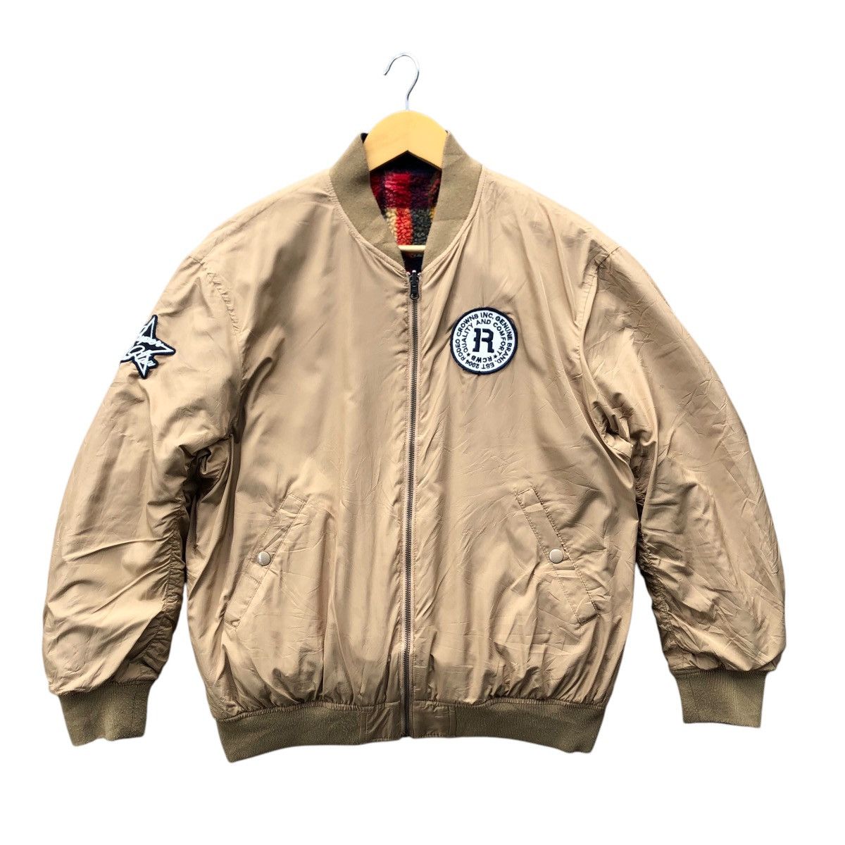 Japanese Brand RODEO CROWNS reversable multicolor fleece bomber jacket Size US M / EU 48-50 / 2 - 3 Thumbnail