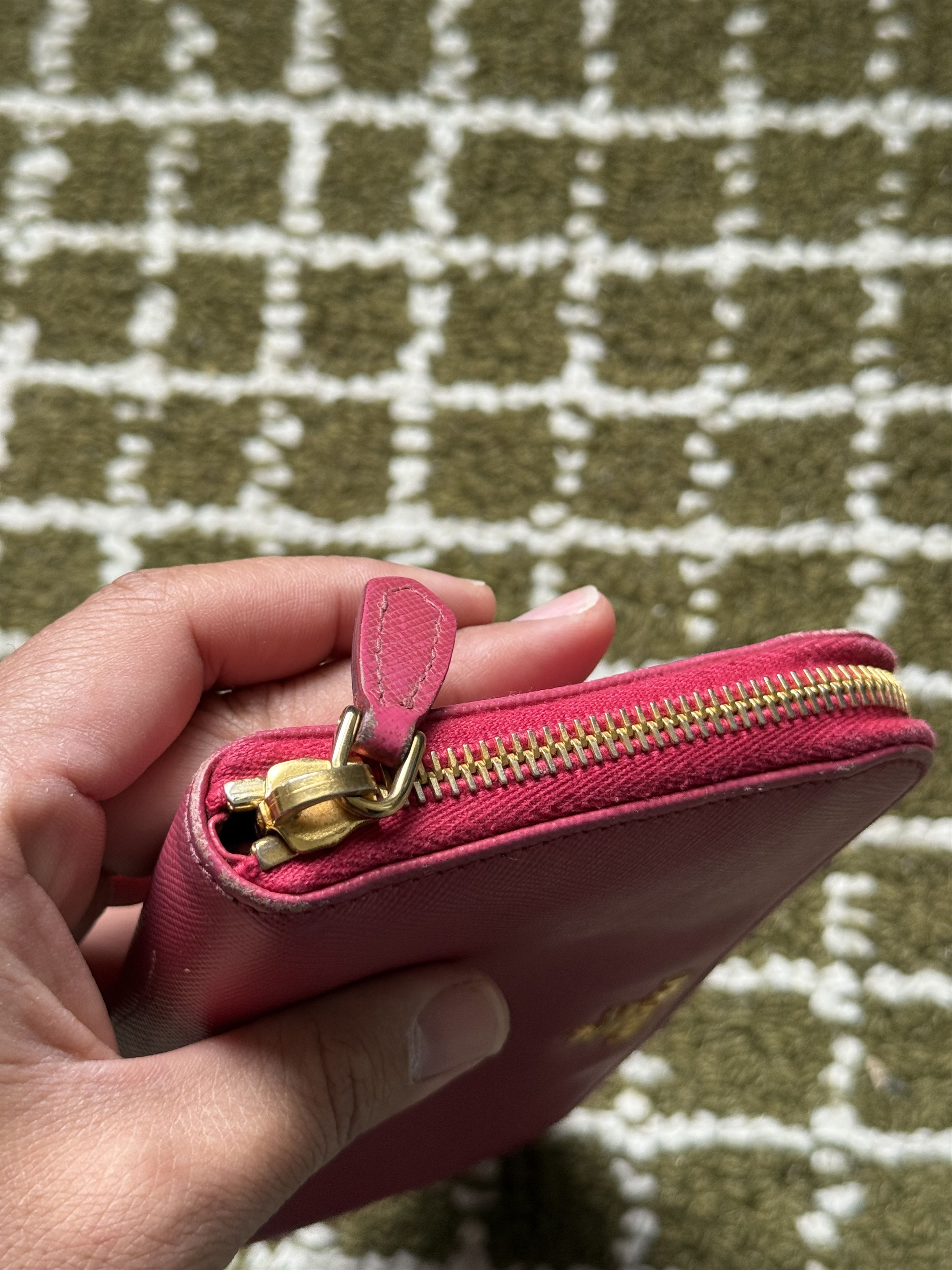 Prada Prada Saffiano Leather Zip-Around Continental Wallet Pink Size ONE SIZE - 6 Thumbnail