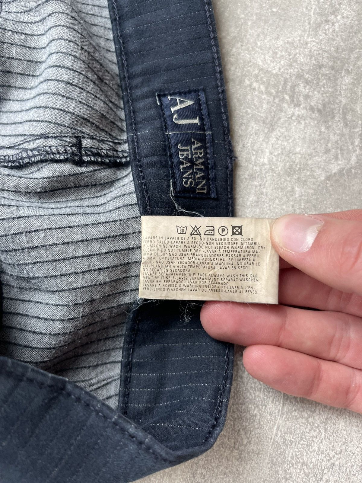 Armani × Vintage Armani Jeans Vintage Corduroy Pants Pinstripe Navy Blue Size US 38 / EU 54 - 15 Thumbnail