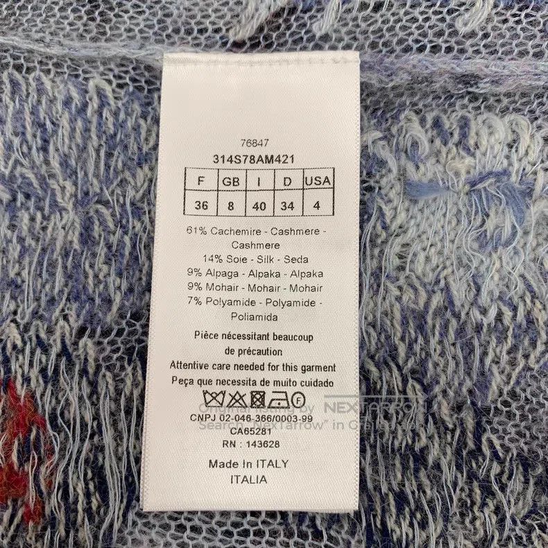 Dior Dior Blue floral inlaid cashmere round-neck long-sleeved s Size XS / US 0-2 / IT 36-38 - 6 Thumbnail