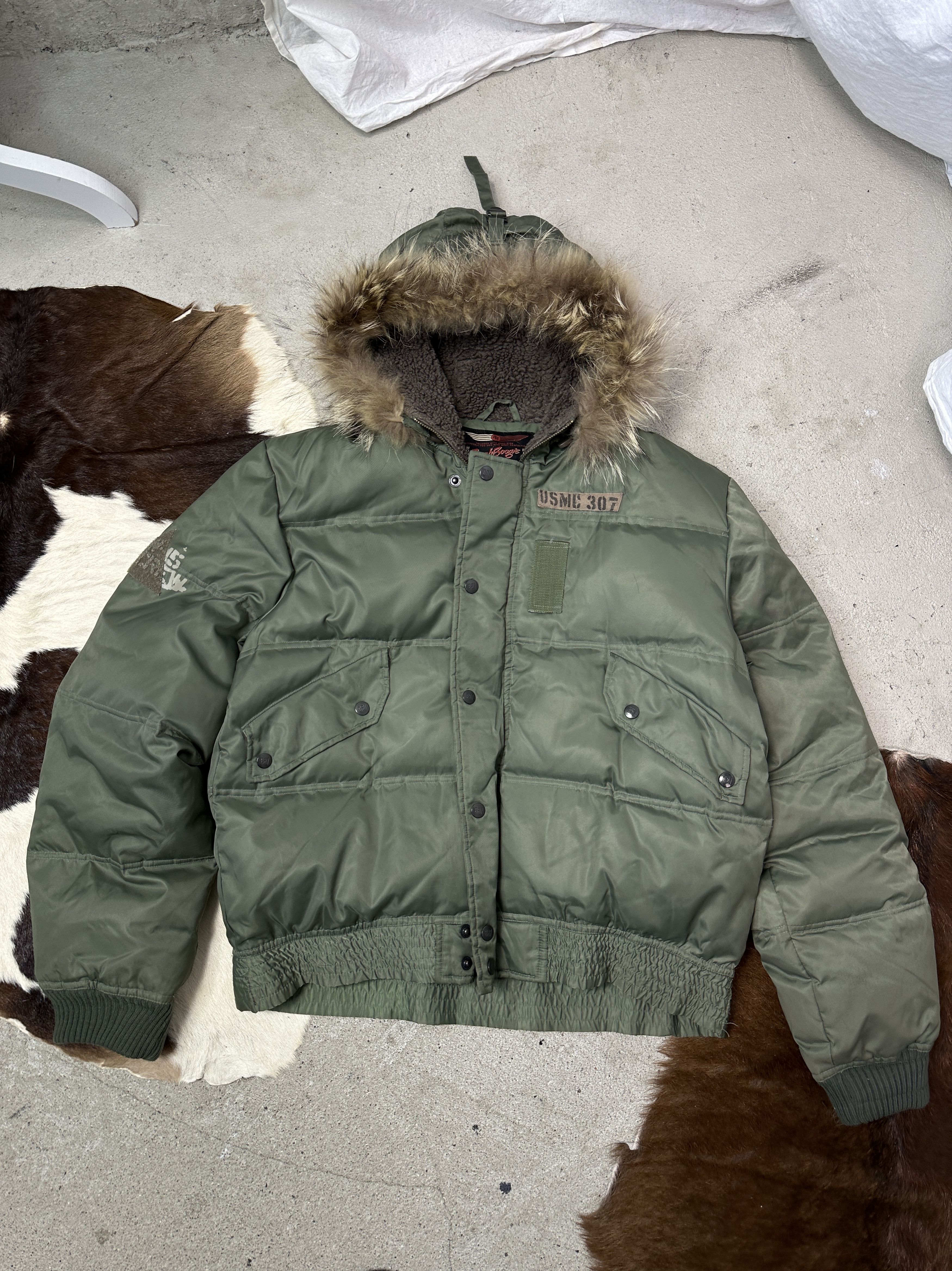 Vintage Vintage Bomb Boogie Real Down Fur Military Bomber Jacket Y2K Size US L / EU 52-54 / 3 - 2 Thumbnail