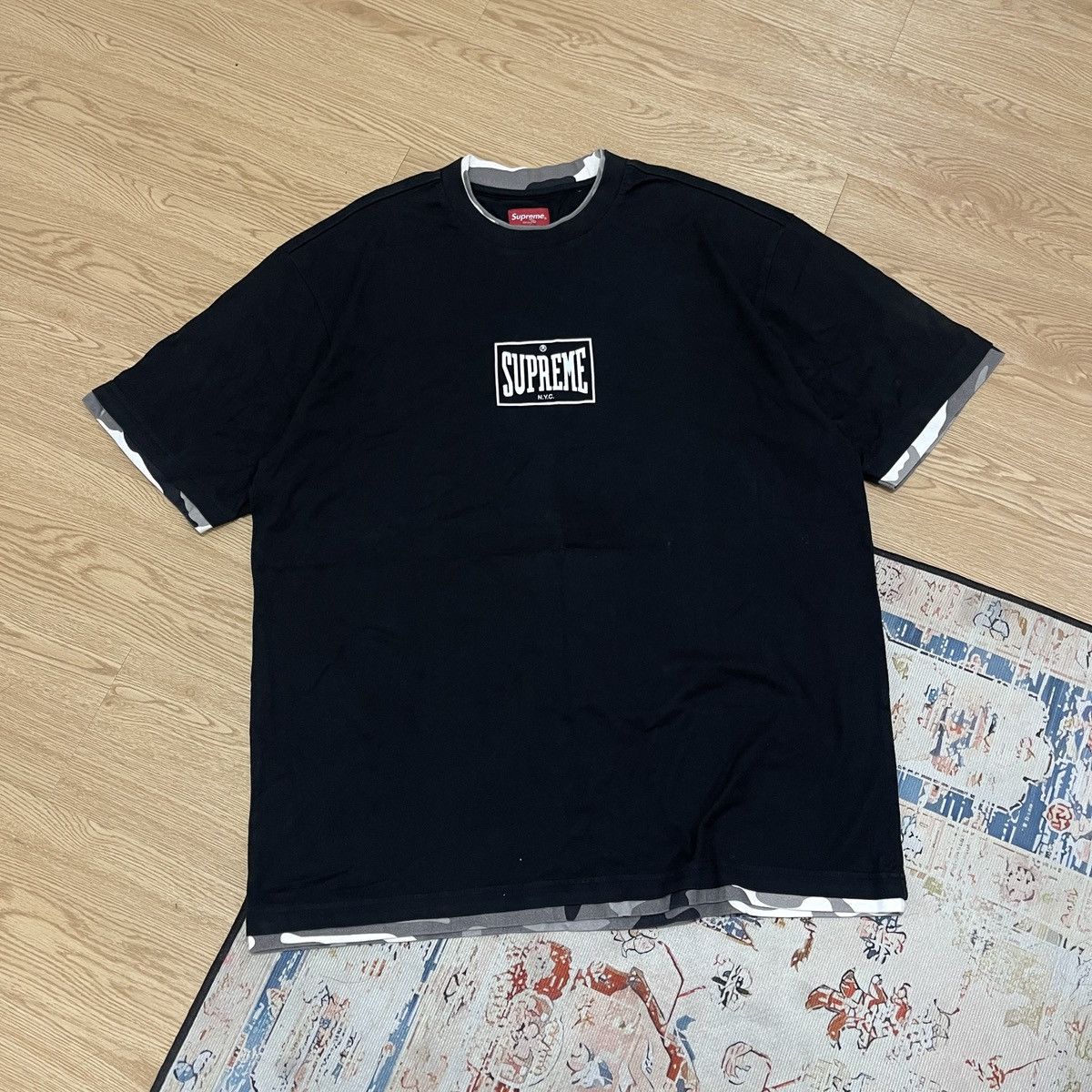Supreme Supreme Layered Camo S/S Nyc Logo Black Size US L / EU 52-54 / 3 - 1 Thumbnail