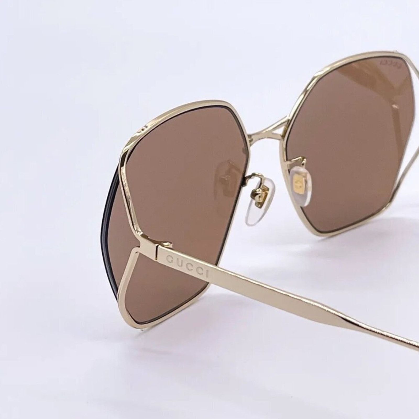 NWT Gucci GG0818SA-002 Gold Square 63mm Sunglasses NEW GUCCI GG1718S 002 SQUARE HAVANA YELLOW WOMEN SUNGLASSES  main image 3