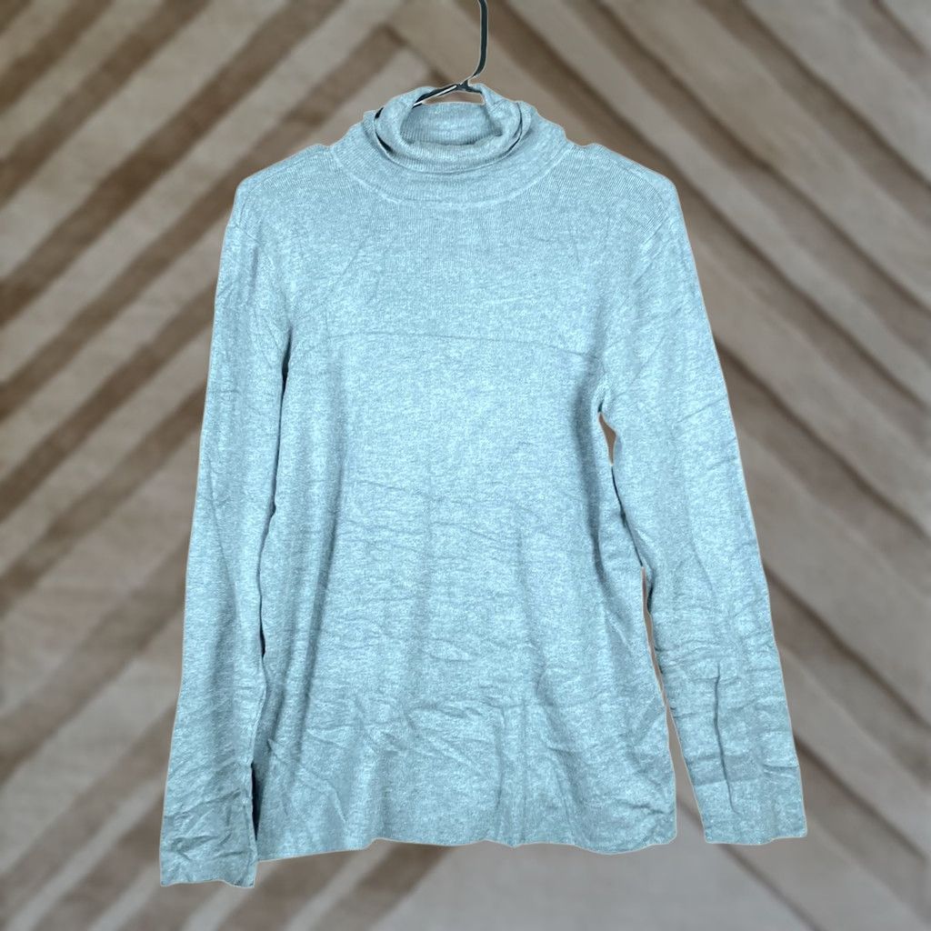Vintage Chicos Women Sweater Gray Turtleneck Ribbed Pullover Long Sleeve 3 (XL) Size XL / US 12-14 / IT 48-50 - 1 Thumbnail