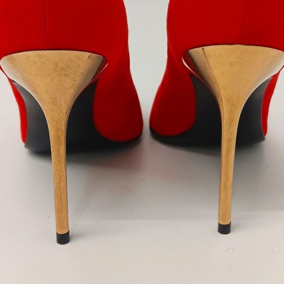 Balmain Balmain Women's Red Ruby Decollete Stiletto Heels - EU37/US7 Size US 7 / IT 37 - 11 Thumbnail