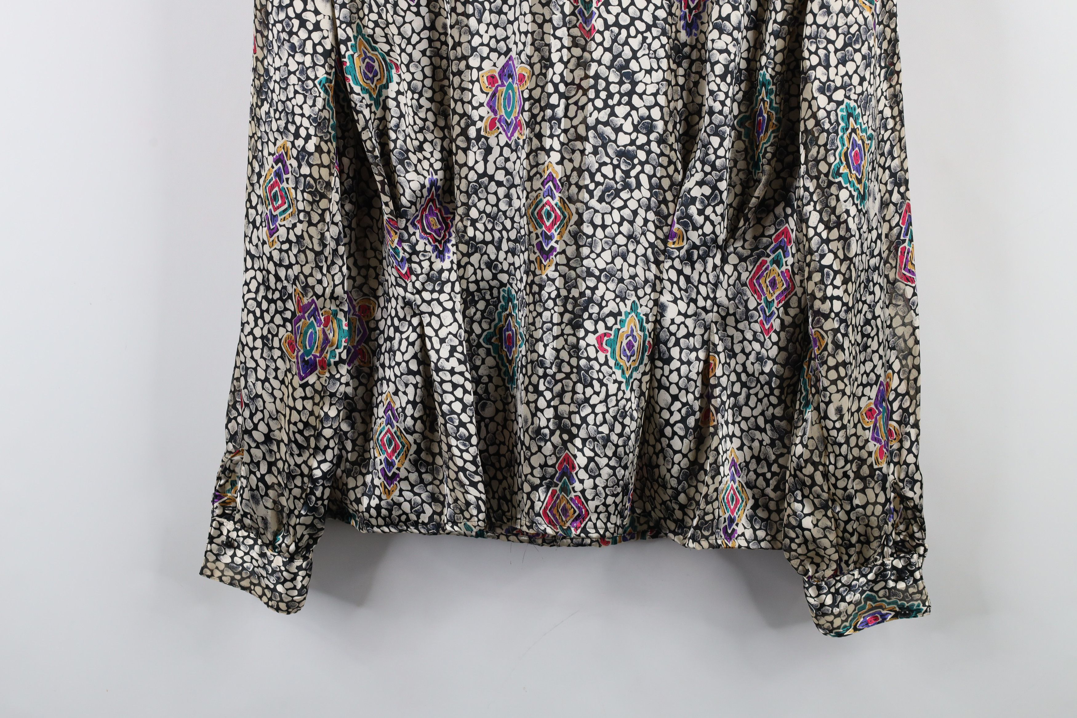 Vintage Vintage 90s Geometric Sheer Silky Polyester Button Shirt Size XL / US 12-14 / IT 48-50 - 11 Thumbnail