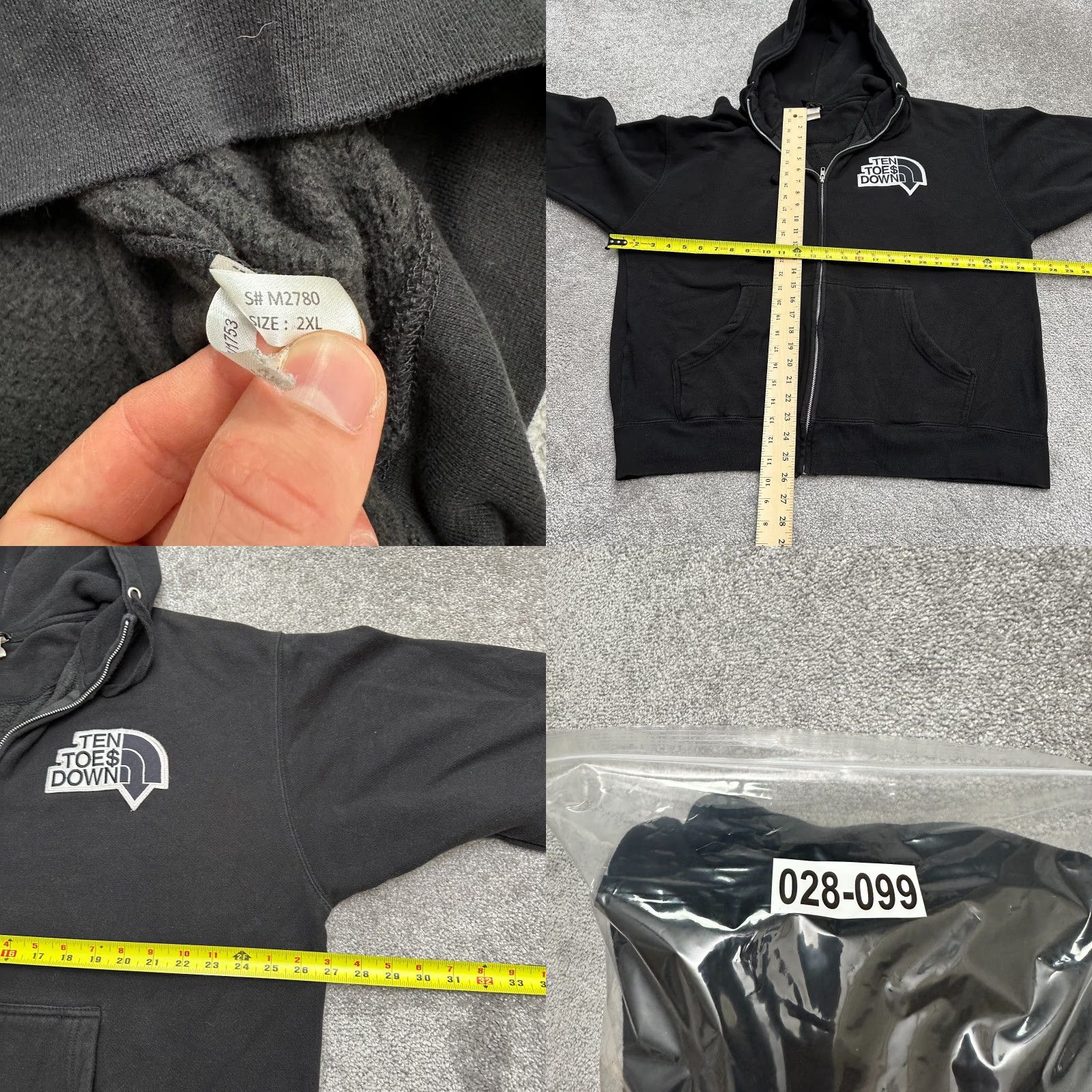Vintage Ten Toes Down Hoodie Men 2XL Brown Graphic Zip Hooded Sweatshirt Cotton Full Zip Full Zip Hoodie All Seasons Sports Skateboarding | Mens Size US XXL / EU 58 / 5 - 8 Thumbnail