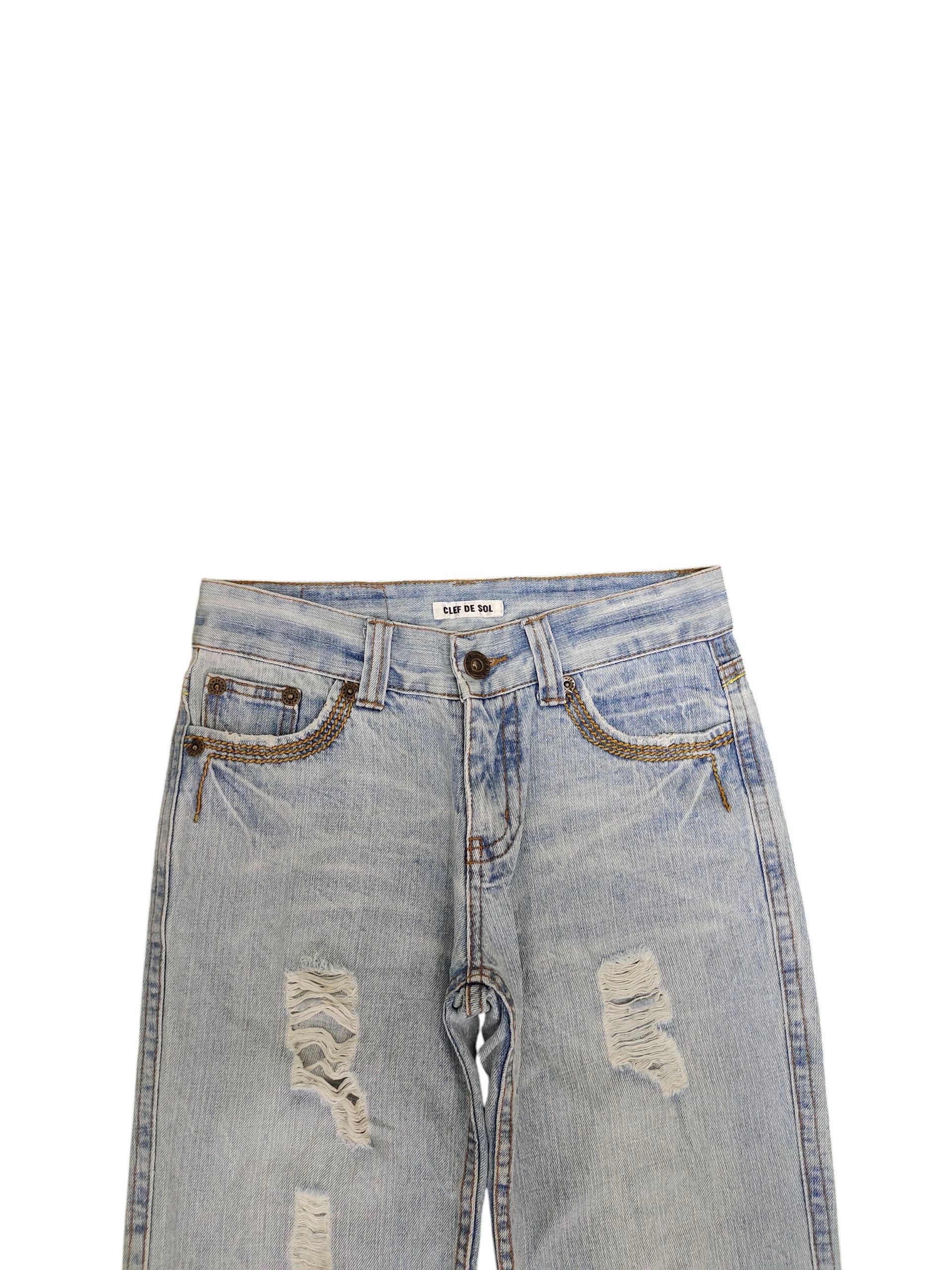 Hysteric Glamour × Undercover Japanese Brand Clef De Sol Clawmark Distress Faded Jeans Size US 29 - 2 Thumbnail