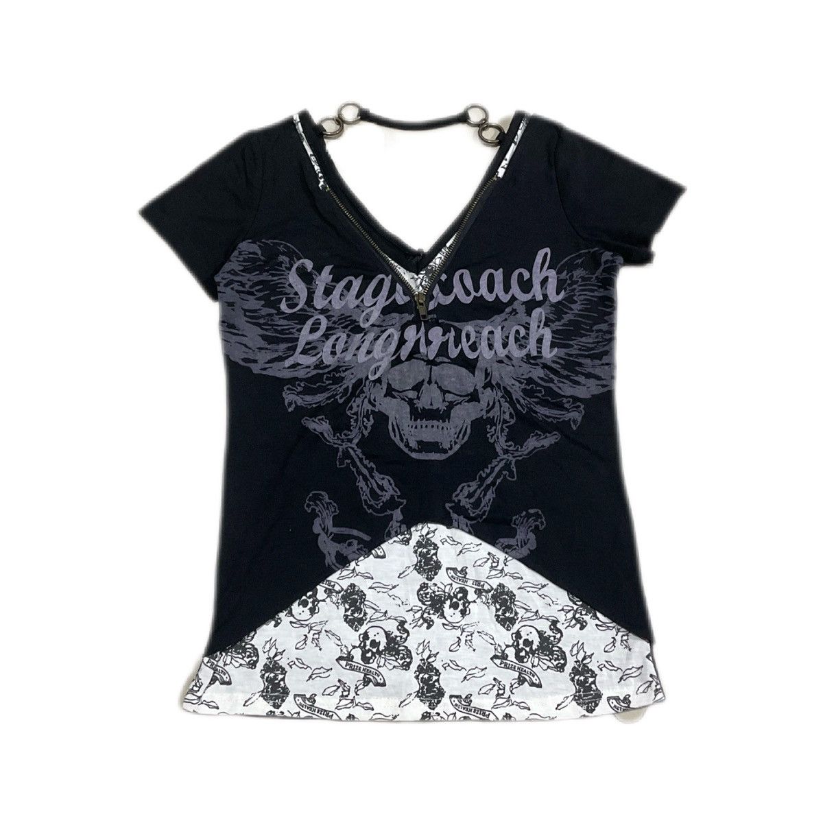 14th Addiction × Hysteric Glamour × If Six Was Nine 🔥Sick Y2K Japanese Goth Double Layer Skull Wings Zipper Tee Size US S / EU 44-46 / 1 - 1 Thumbnail