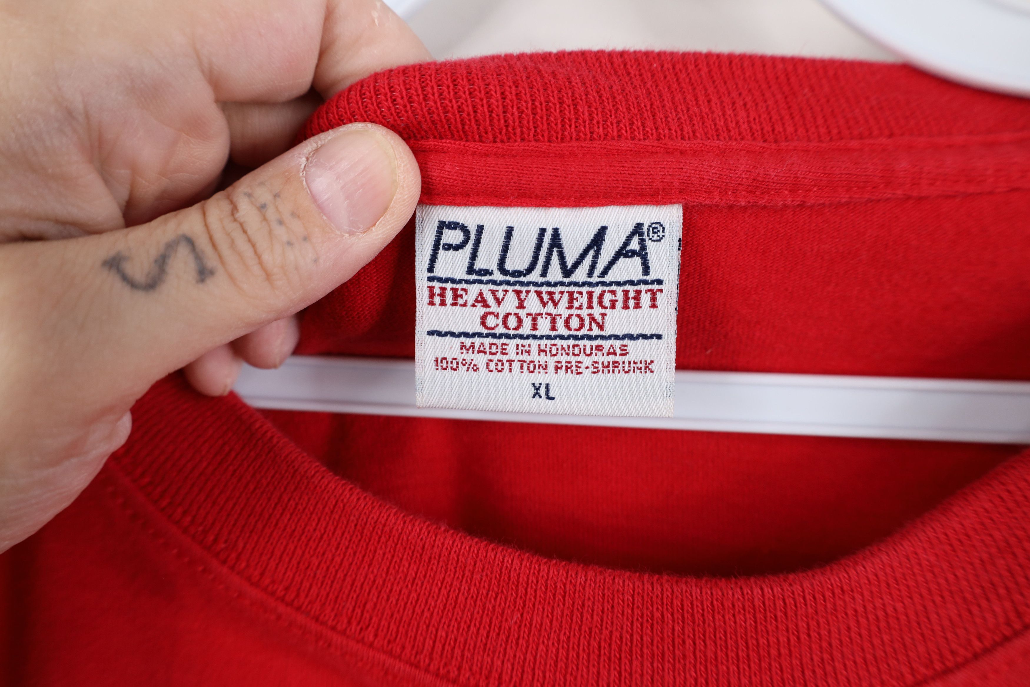 Vintage Vintage 90s Streetwear Heavyweight Baggy T-Shirt Red Cotton Size US XL / EU 56 / 4 - 6 Thumbnail