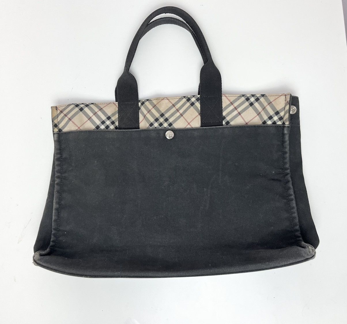 Burberry London Blue Label Nova Check Camvas Tote Bag in Black, Women's