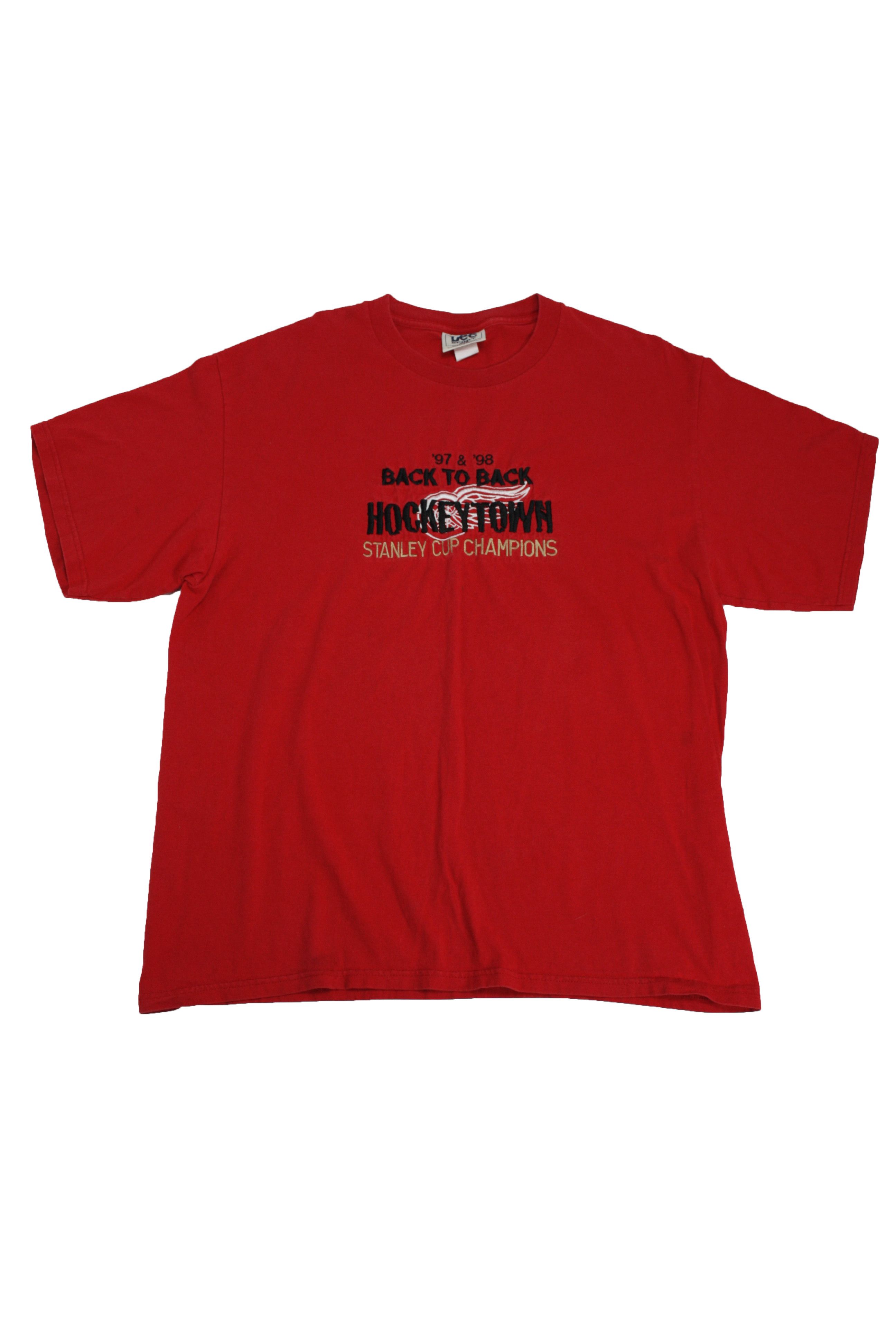 NHL × Nutmeg × Vintage Detroit Red Wings 1997 & 98 Stanley Cup Champions T-Shirt Size US XL / EU 56 / 4 - 1 Thumbnail